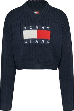 Tommy Jeans Strickpullover TJW VNCK CENTER FLAG SWEATER EXT mit Tommy Jeans Center Logo-Flag