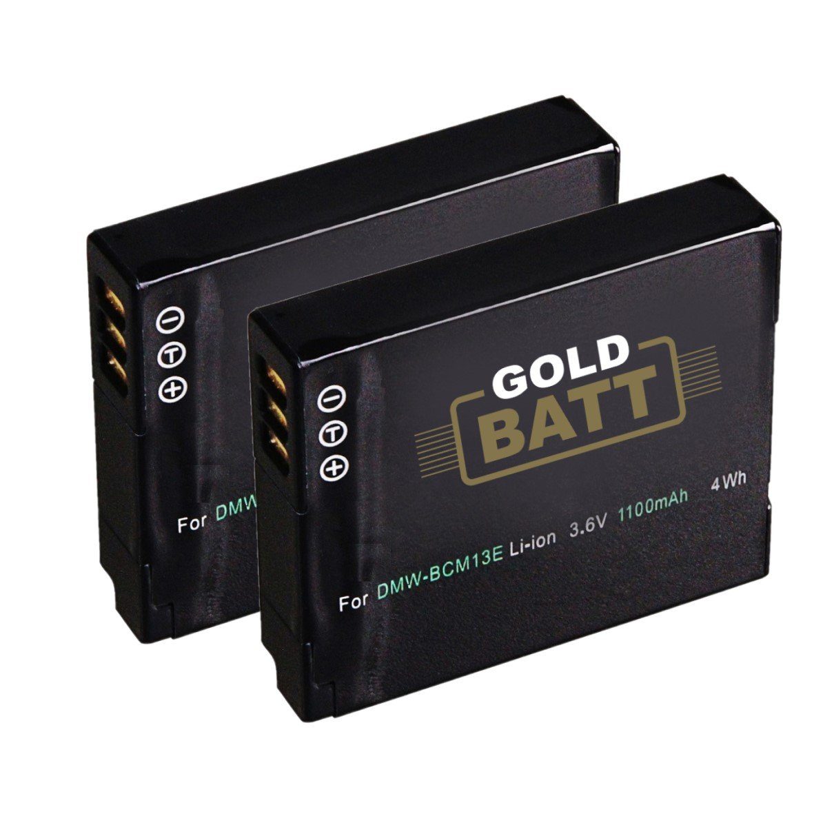 GOLDBATT 2x Akku für Panasonic DMW-BCM13 BCM13 DMC-TZ41 DMC-TS5 DMC-FT5 DMC-TZ40 DMC-ZS30 Kamera-Akku Ersatzakku 1100 mAh (3,6 V, 2 St), 100% kompatibel mit den Original Akkus durch maßgefertigte Passform inklusive Überhitzungsschutz