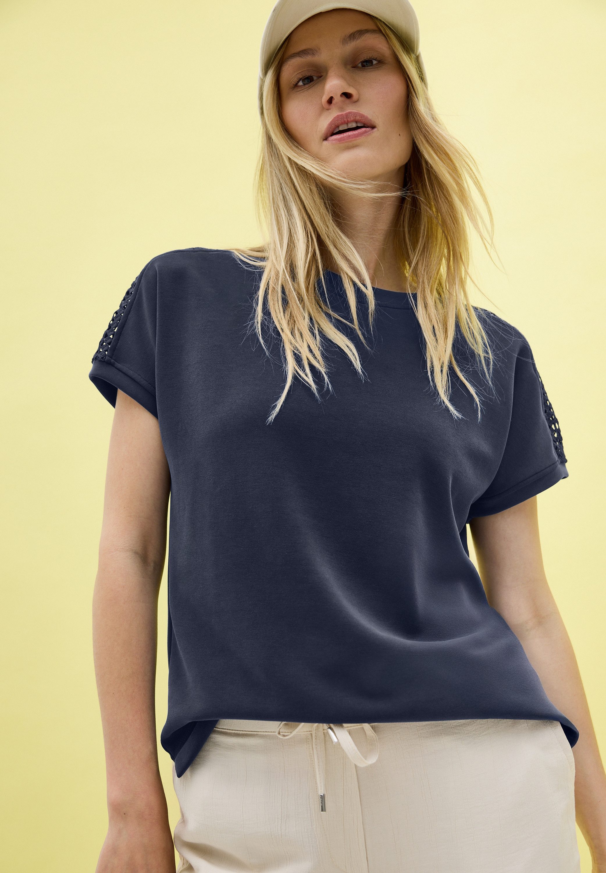 CECIL T-Shirt mit feinem Mesh-Einsatz günstig online kaufen