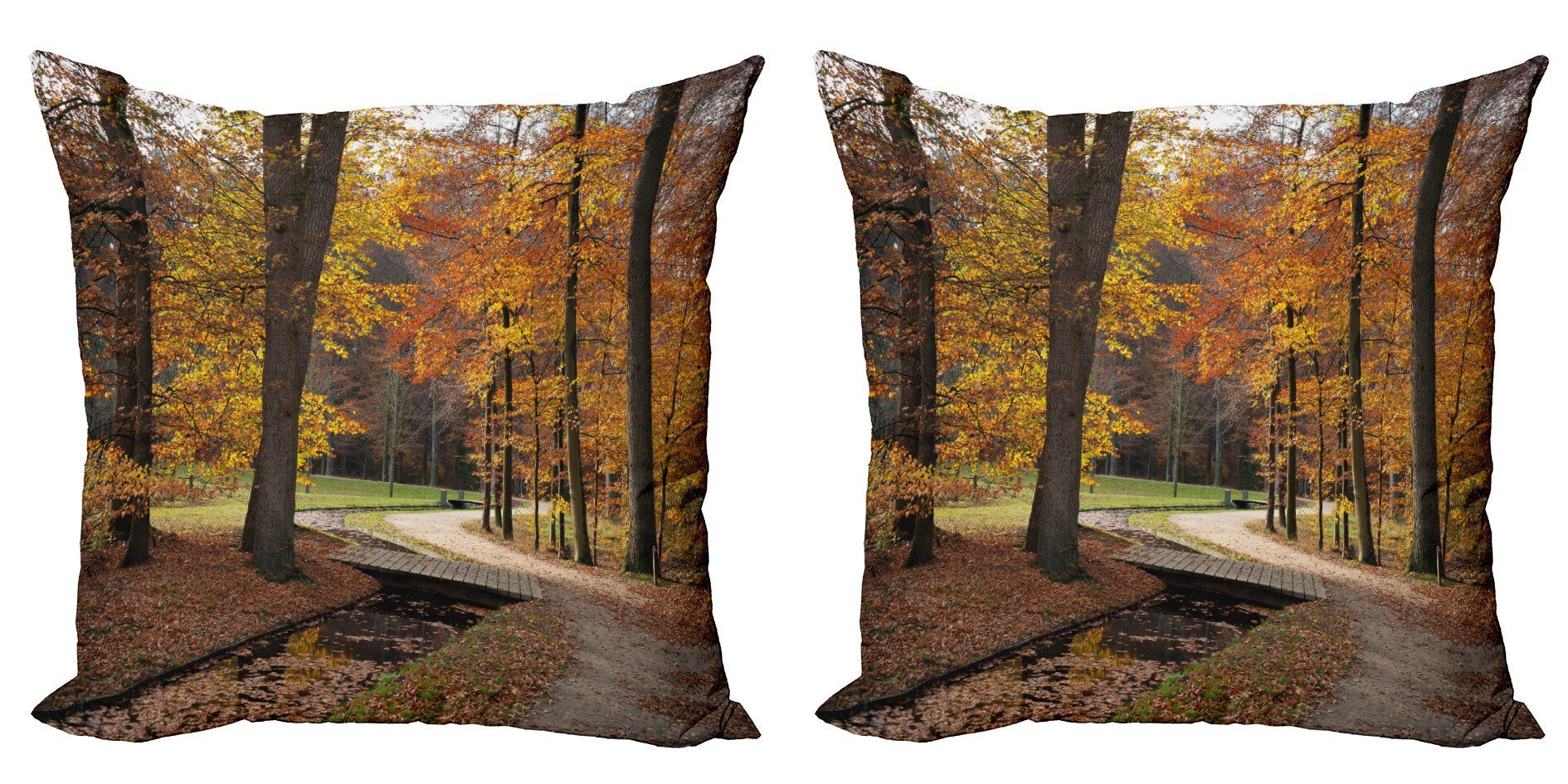 Kissenbezüge Stück), Herbst Waldweg Modern Digitaldruck, Düsterer Accent Abakuhaus Doppelseitiger Tag (2