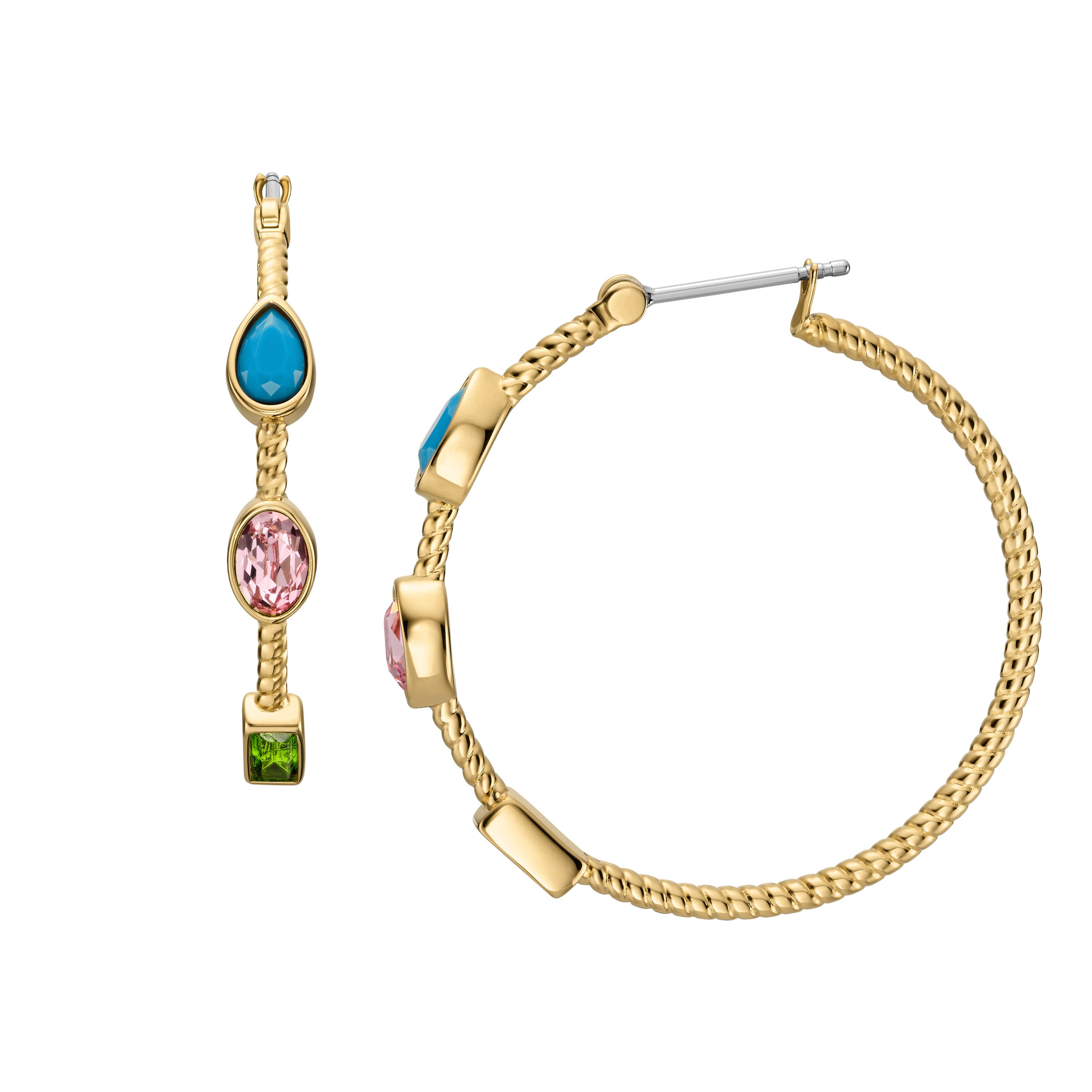 Fossil Paar Creolen Schmuck Geschenk Edelstahl JEWELRY, mit Glasstein günstig online kaufen