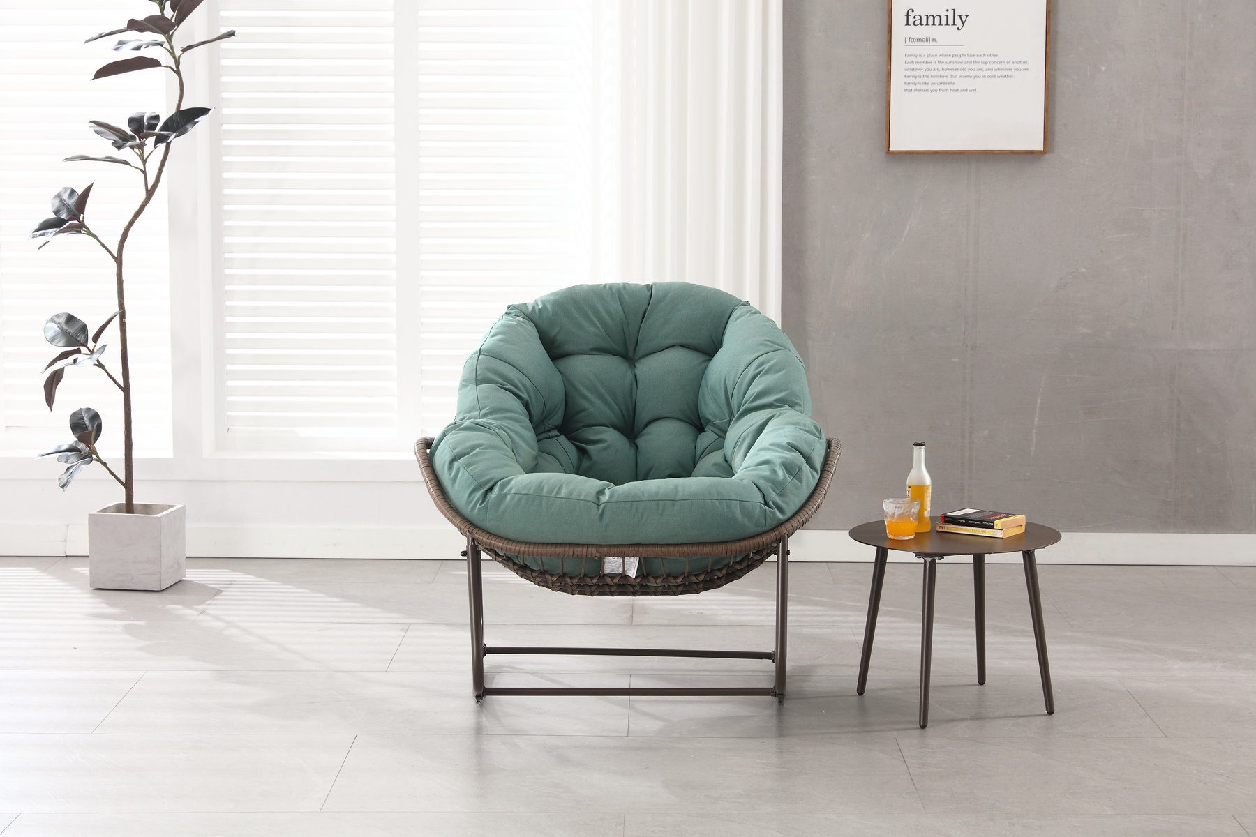 Odikalo Schaukelstuhl Chaiselongue Sonnenliege Gartenstühle Relaxsessel mit Kissen (Outdoor Rattan Polsterte Sitzschaukel mit Lehne für Vordereingang Wohnzimmer Patio Garten Übergroßes Design mit 113 kg Tragfähigkeit Robuster Stahlrahmen mit Pulverbeschichtung), 90*106*78cm