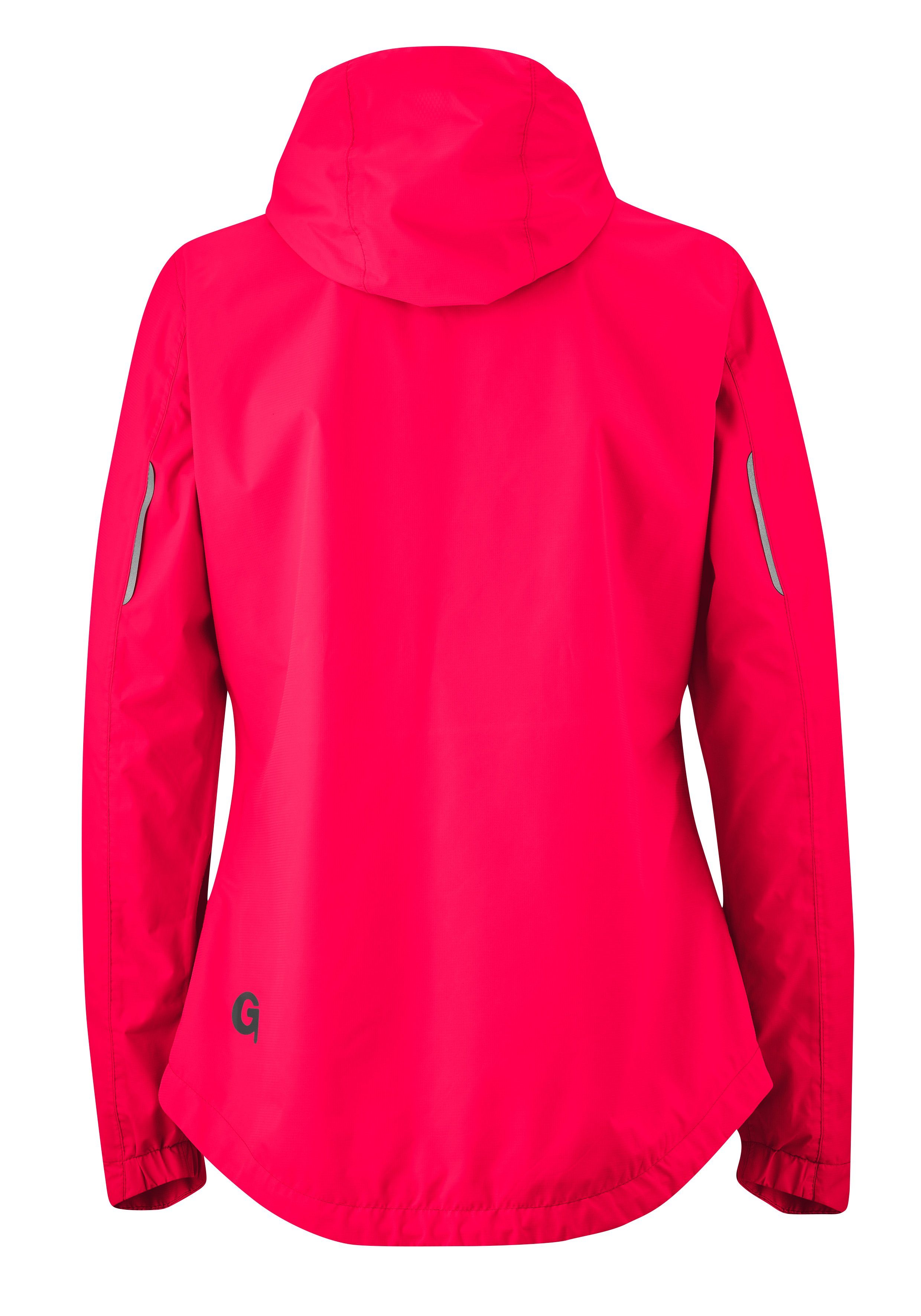 wind- und Radjacke mit Light Regenjacke Sura wasserdicht, Kapuze neonpink Damen Gonso Fahrradjacke