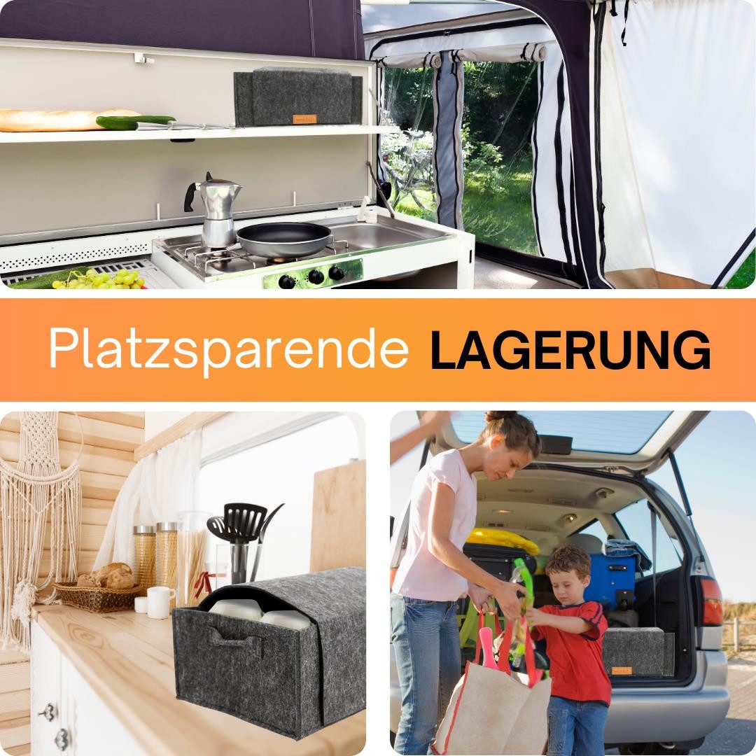 wortek Organizer Tassenhalter Filz, für 6 Tassen, Camping Zubehör (Set, 1 St., 1-tlg), Filztasche für 6 Tassen / Gläser – Bild 5 von 5
