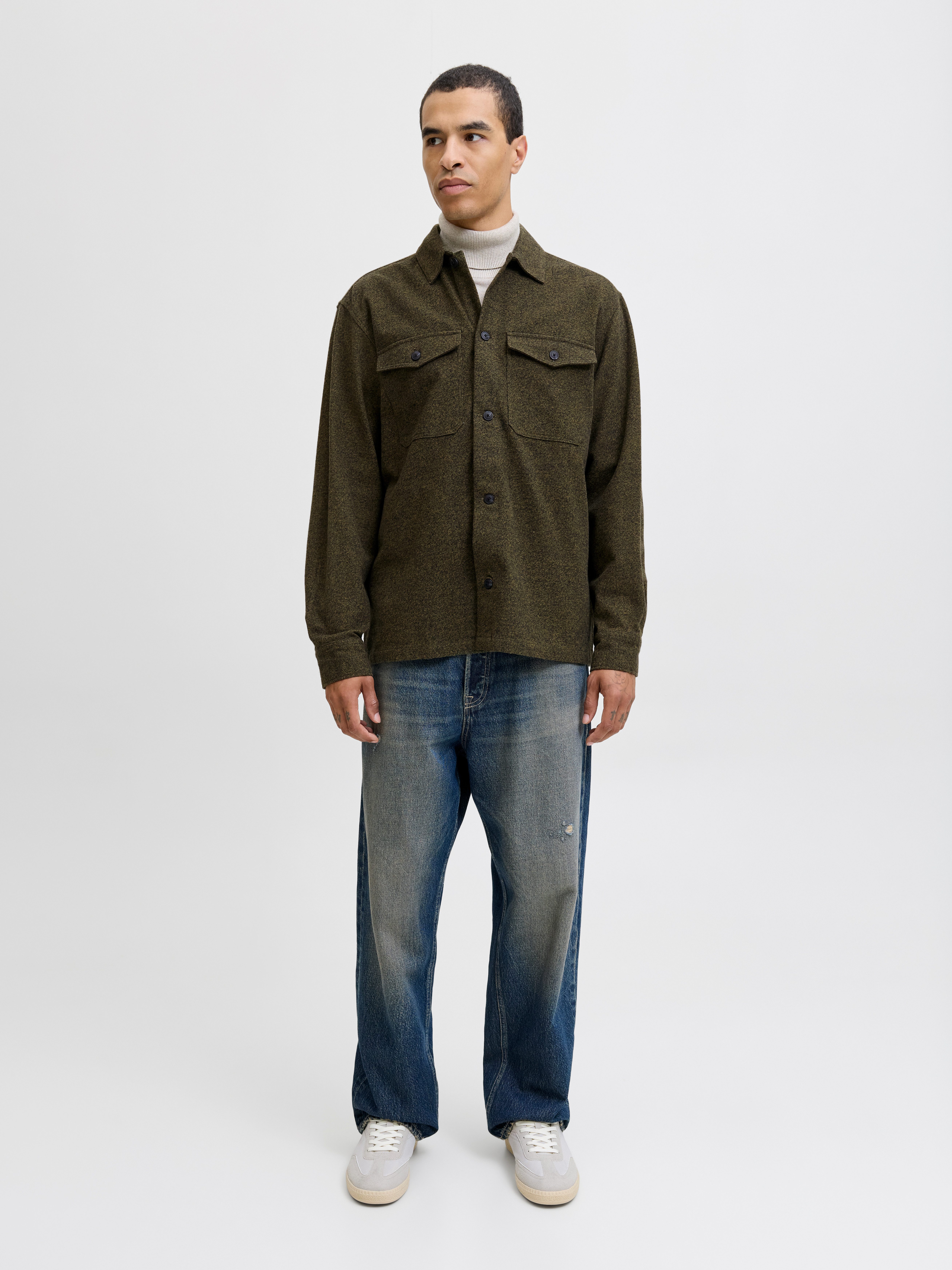 Jack & Jones Langarmhemd JJEPERFECT MELANGE OVERSHIRT LS SN – Bild 4 von 5