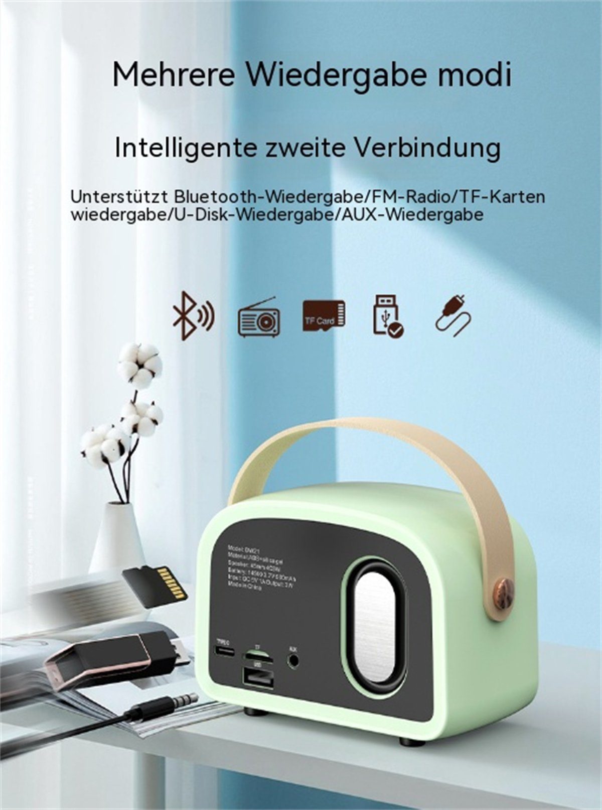 carefully selected Tragbarer Weiß Mini-Außen- Retro-Bluetooth-tragbarer und Bluetooth-Lautsprecher Party-Lautsprecher