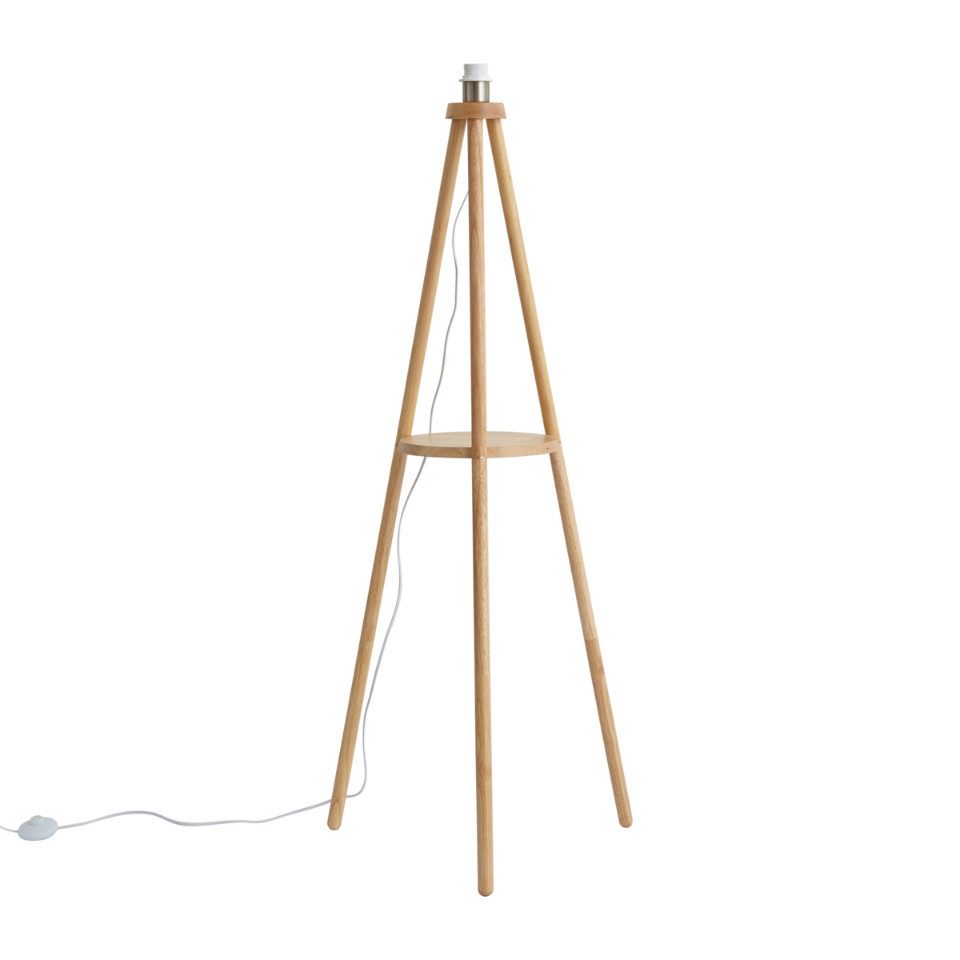 Qazqa Stehlampe Lou, ohne Leuchtmittel, Warmweiß, QAZQA Stehlampe, e27, Braun, Holz, Skandinavisch