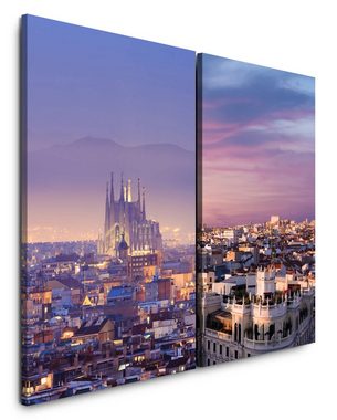 Sinus Art Leinwandbild 2 Bilder je 60x90cm Barcelona Katalonien Kathedrale Mediterran Süden Reisen Urlaub