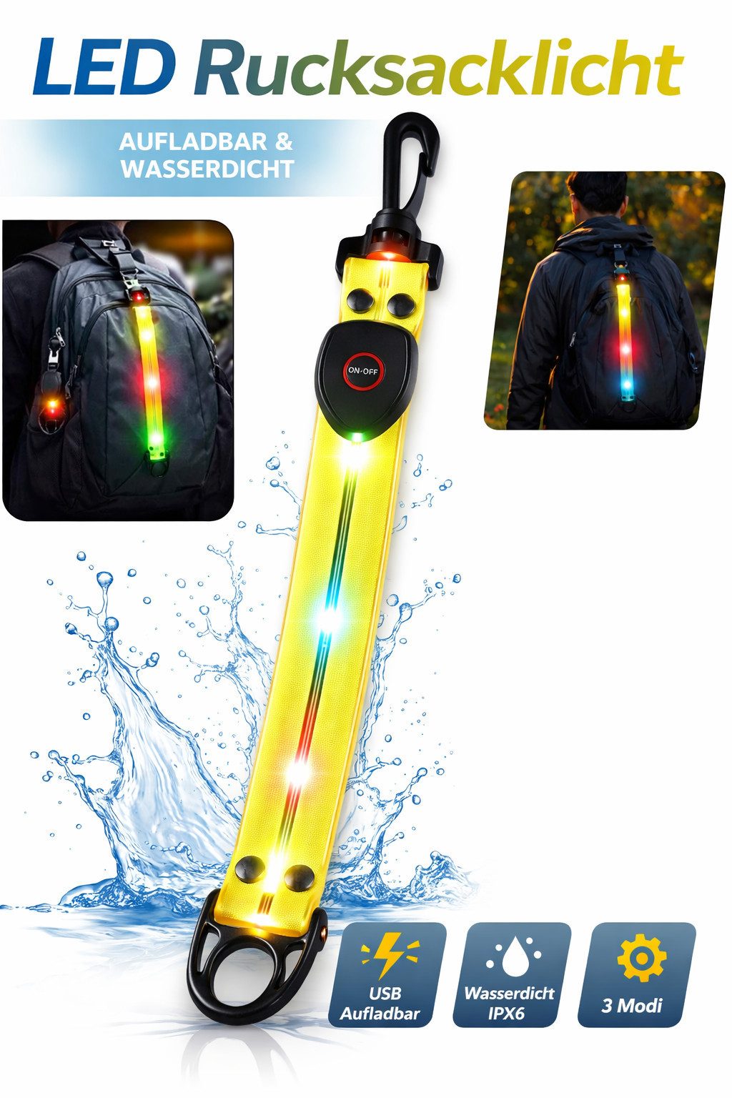 Illes-Laedchen LED Blinklicht LED Rucksack Blinklicht Leuchtband Reflektor günstig online kaufen