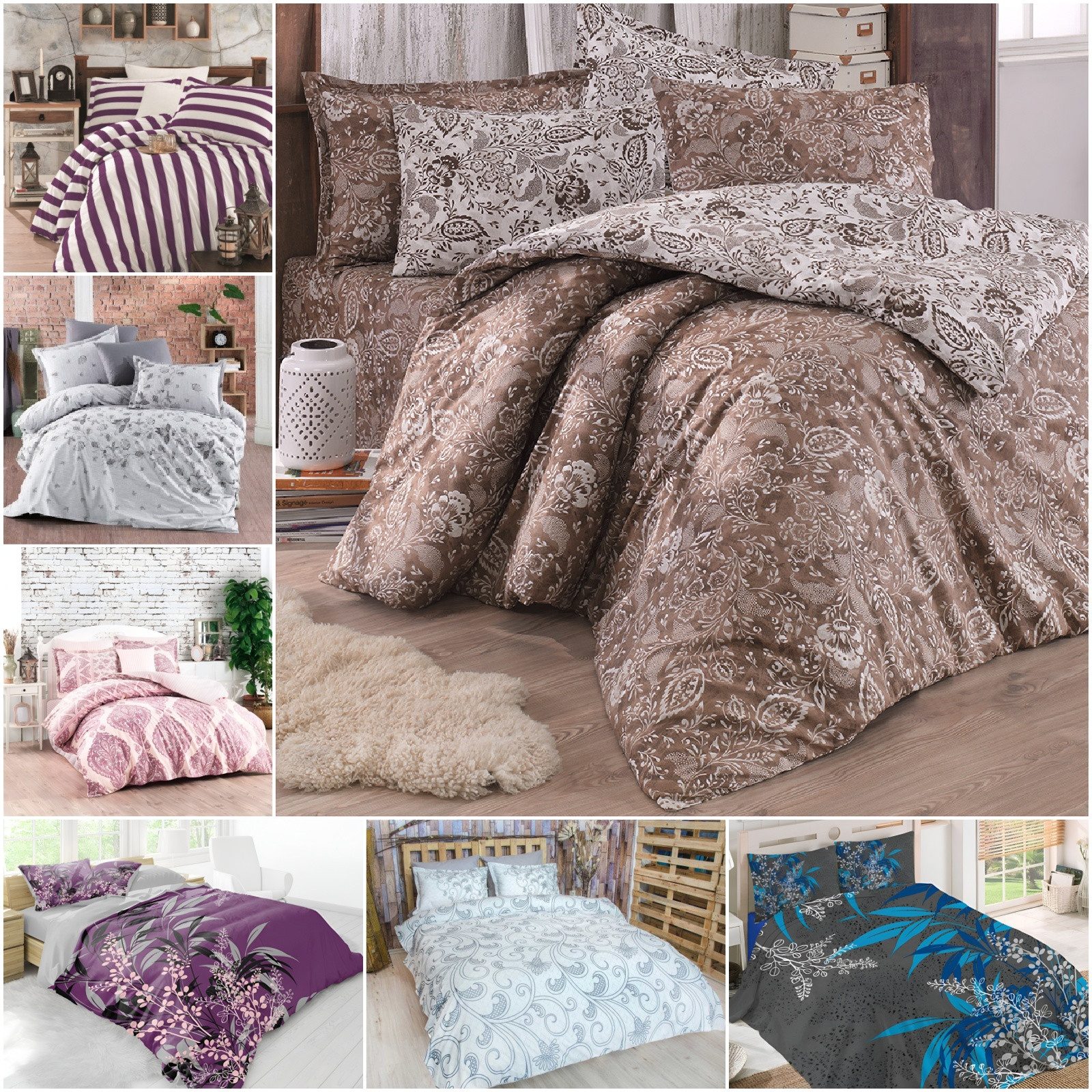 ROLFNERS Bettwäsche 220x240 cm Bettgarnitur Bettbezug 6 tlg Baumwolle, Baumwolle, Bettwäsche, 100% Baumwolle, Einfach zu reinigen, Hautfreundlich