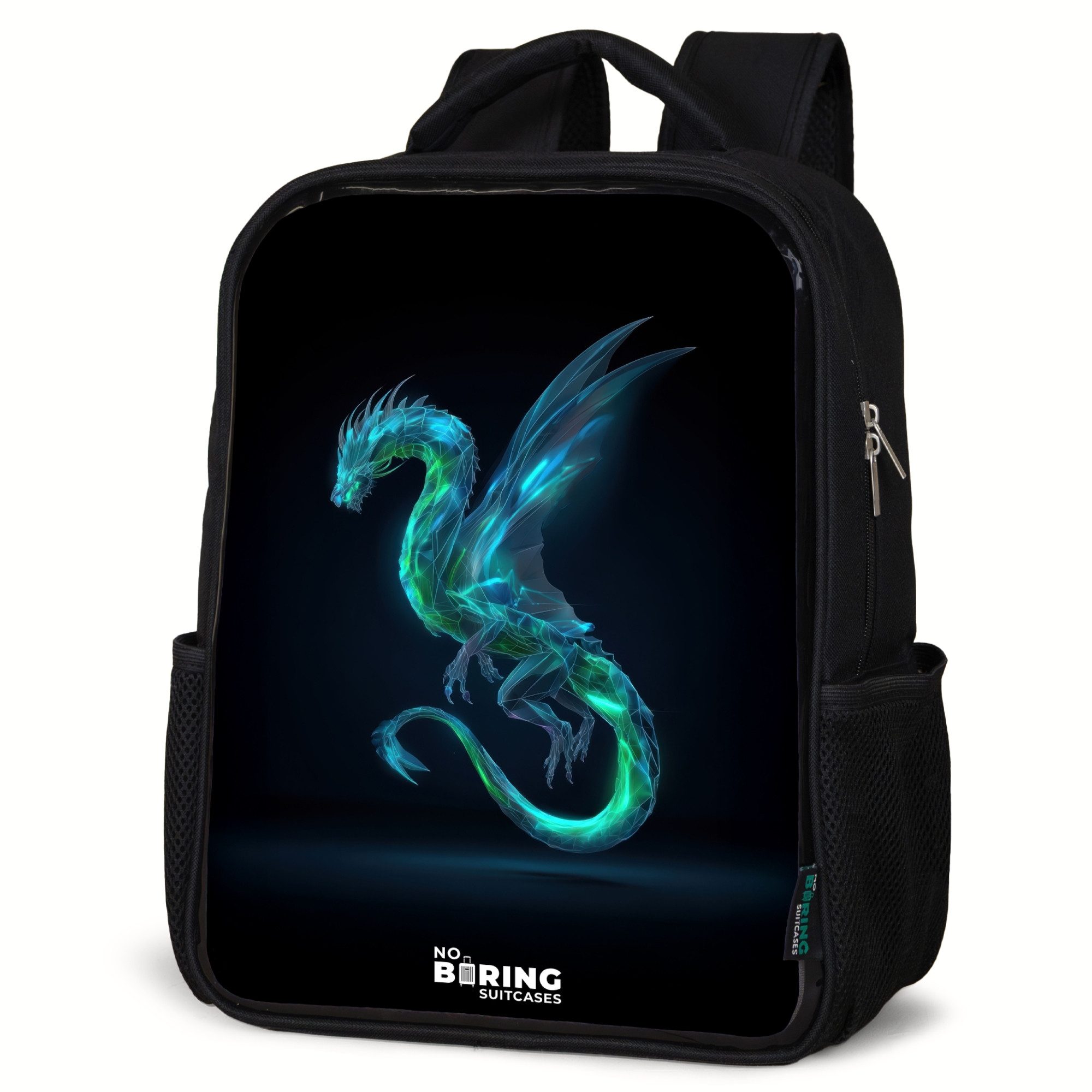 NoBoringSuitcases.com© Rucksack Legendärer Cyber-Drache, Kinderrucksack Schwarz, Schulrucksack, Freizeitrucksack Jungen Mädchen