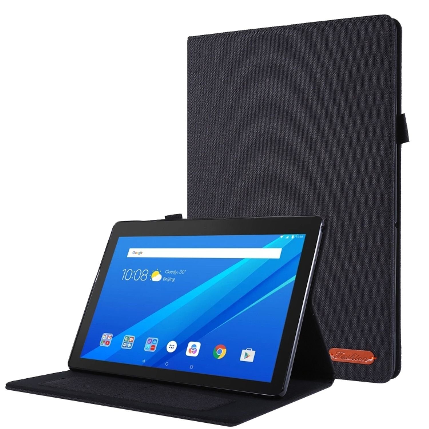 König Design Tablet-Hülle Lenovo Tab M10, Tablet-Hülle für Lenovo Tab M10 - Schutztasche Wallet Cover 360 Case Etuis - Schwarz