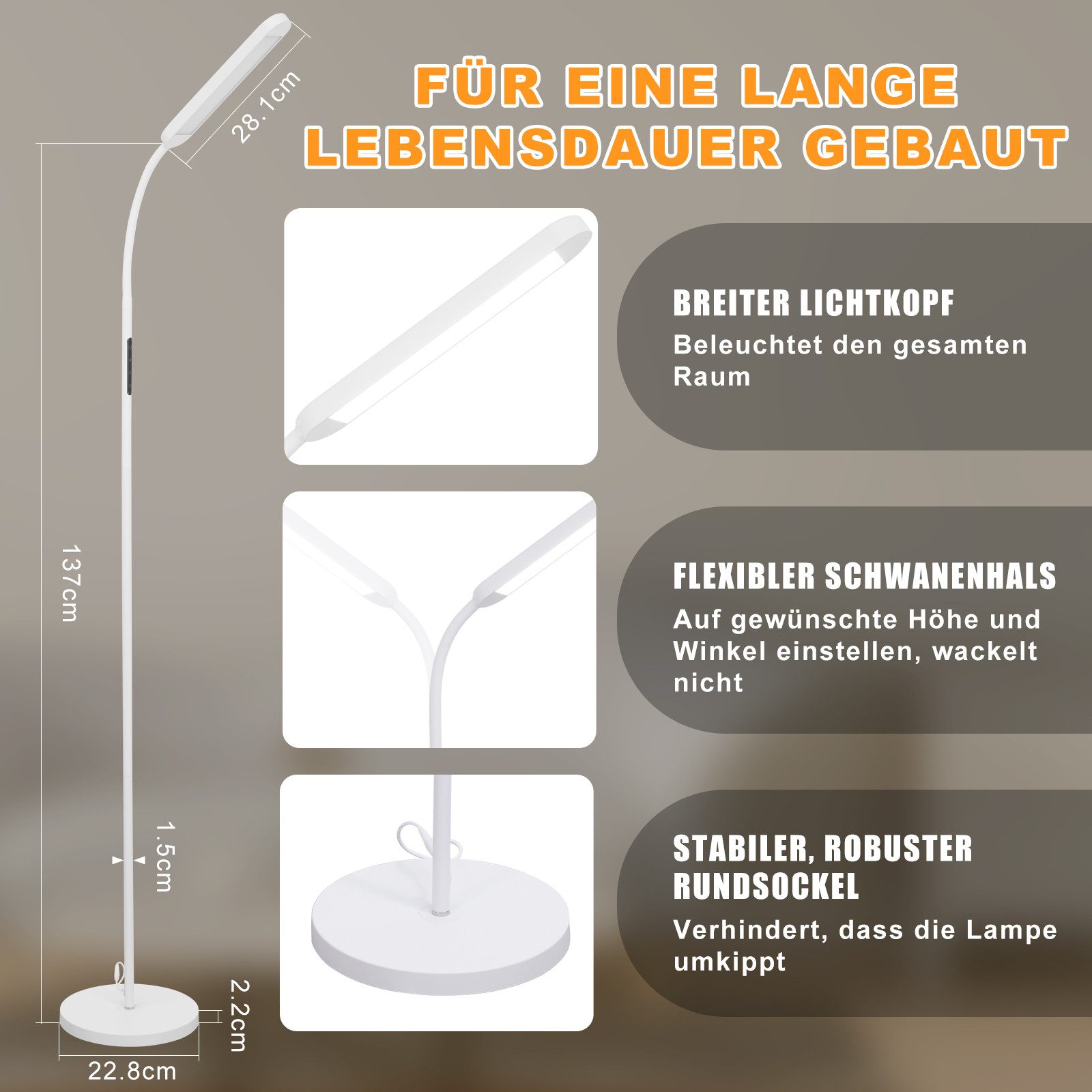 Nettlife LED Stehlampe Touch Dimmbar Schwarz 11W Wohnzimmer Timer bodenlamp günstig online kaufen