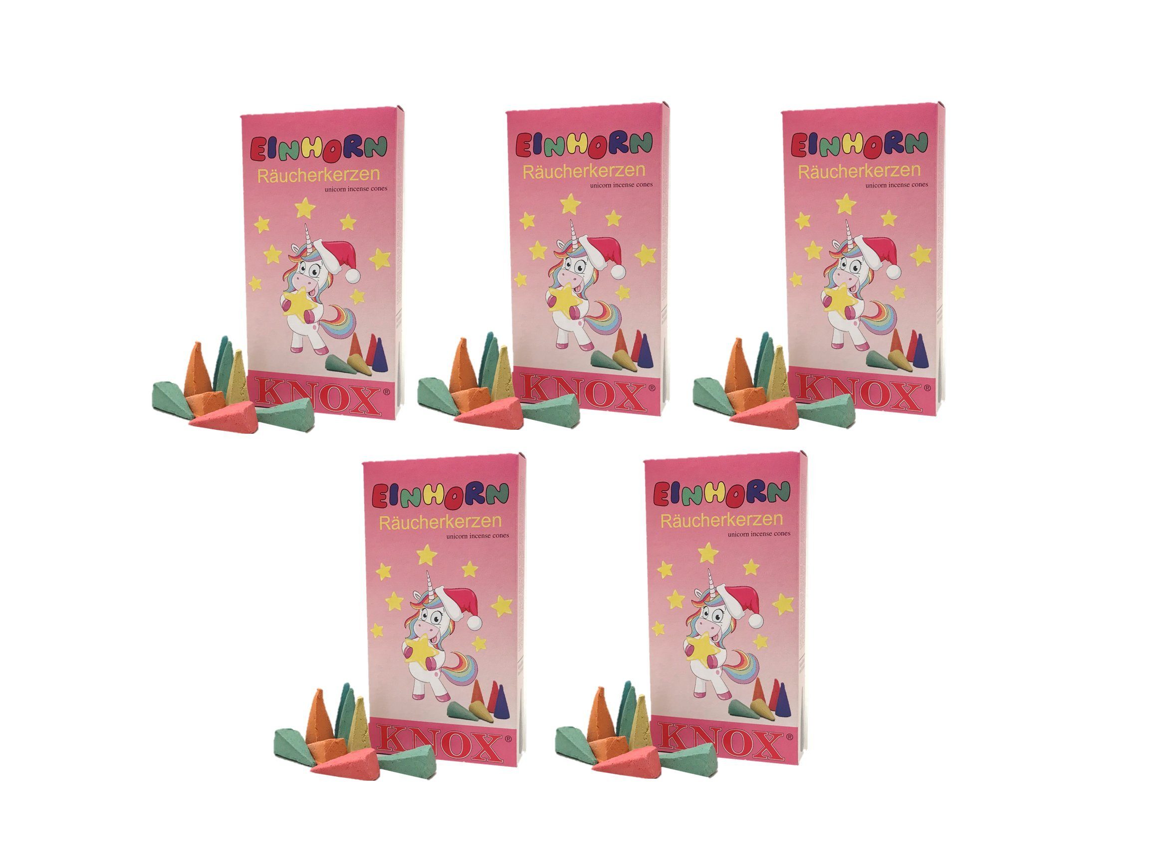 KNOX Duftkerze 016510, 5er Set Einhorn, Räucherkerzen Größe M (Standard) - Made in Germany