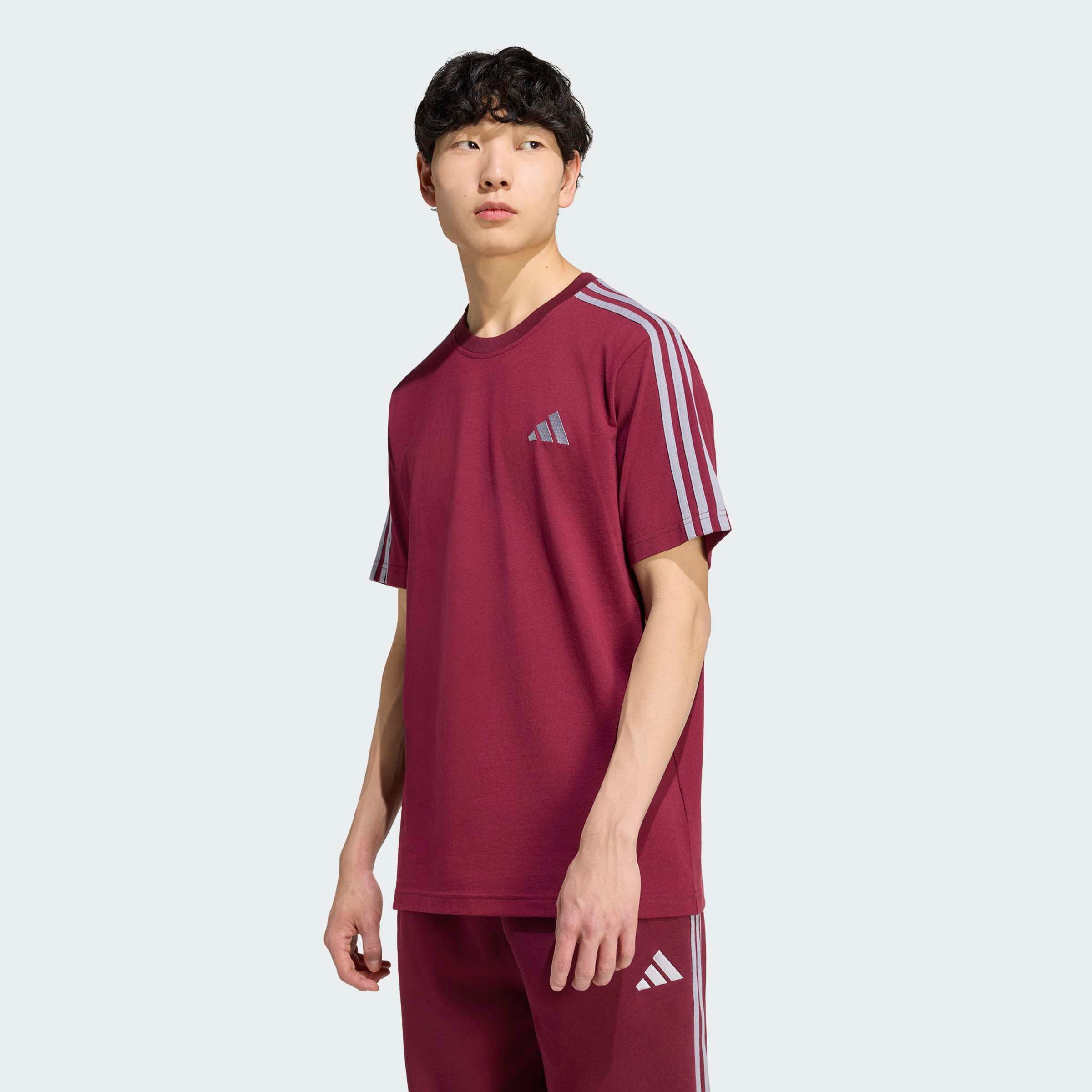 adidas Sportswear T-Shirt ESSENTIALS 3-STREIFEN, SINGLE JERSEY, BRANDING LINKE SCHULTER