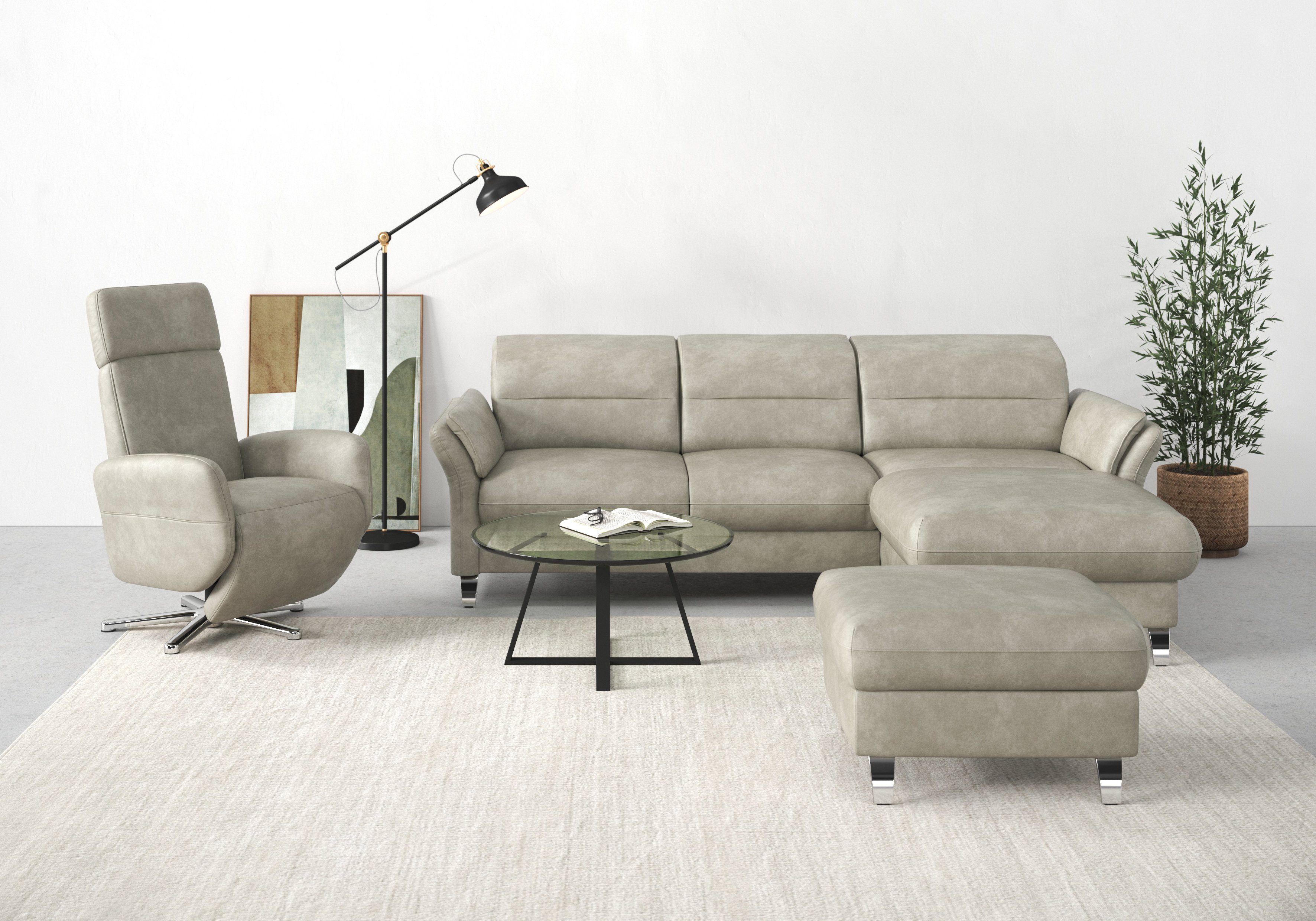 sit&more Ecksofa Grenoble L-Form mit Federkern, wahlweise mit Schlaffunktion, Bettkasten, Arm- und Kopfteilverstellung