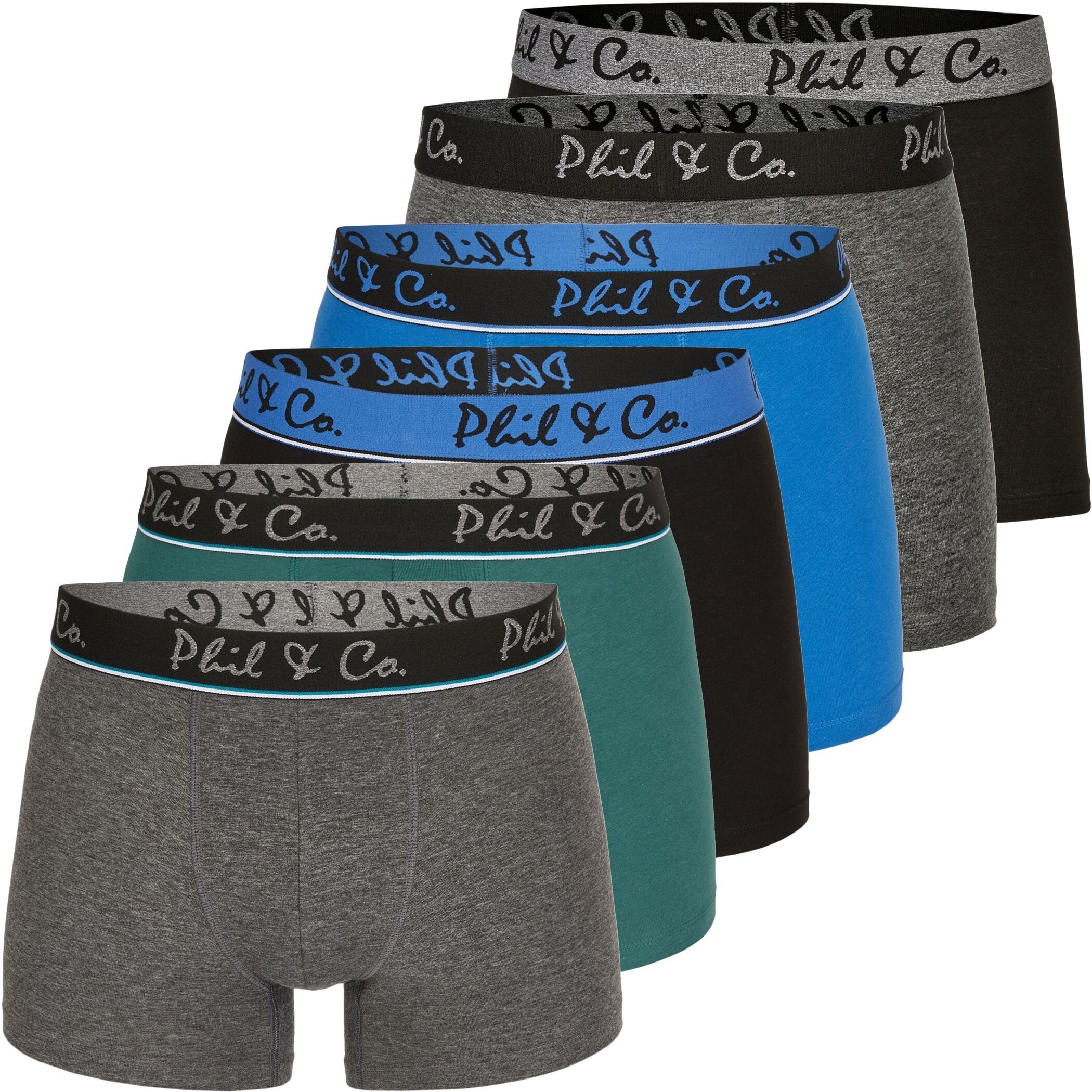 Phil & Co. Boxershorts 6er FARBWAHL Jersey Trunk Short Pant DESIGN Co (1-St) Boxershorts Pack Berlin Phil 22 &