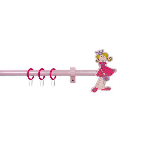 Gardinenstange Prinzessin, Good Life, Ø 16 mm, 1-läufig, ausziehbar, mit Bohren, verschraubt, Metall, pink-rosé