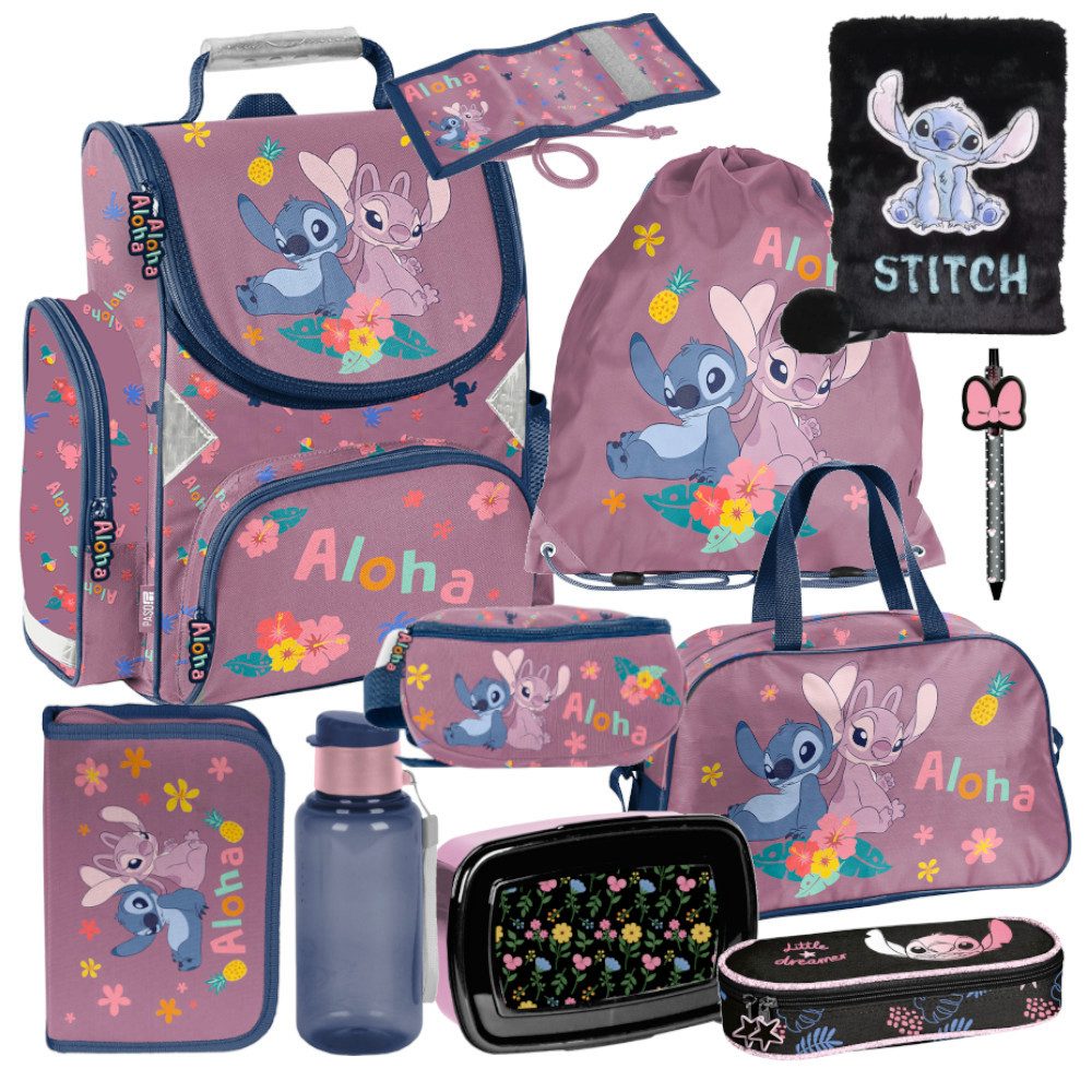 PASO Schulrucksack Mega Schulset XXL - Lilo & Stitch Disney (Schulset, 11-tlg), Schulranzen-Set Für Jungen & Mädchen Klasse 1–4