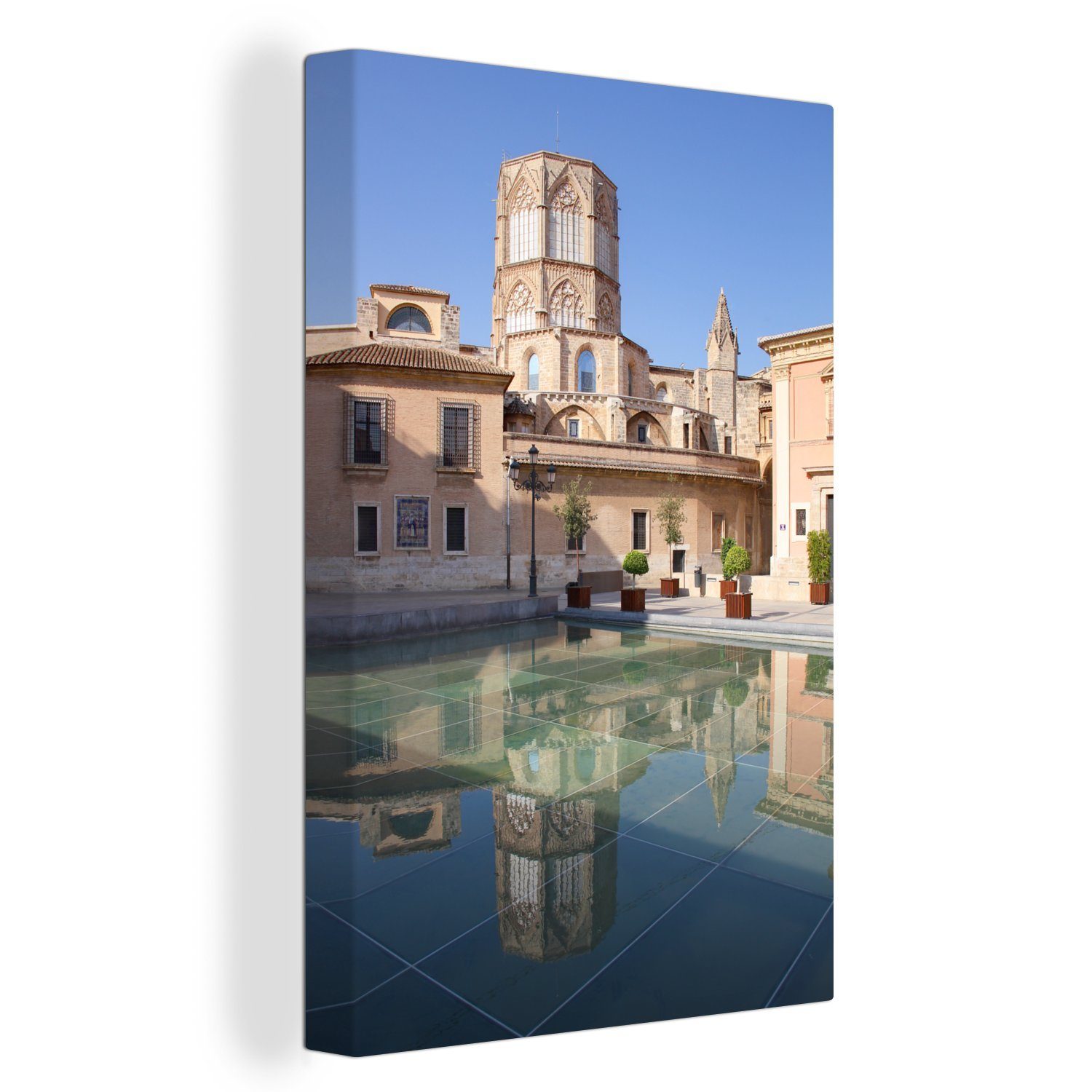 OneMillionCanvasses® Leinwandbild Valencia - Wasser - Kathedrale, (1 St), Leinwandbild fertig bespannt inkl. Zackenaufhänger, Gemälde, 20x30 cm