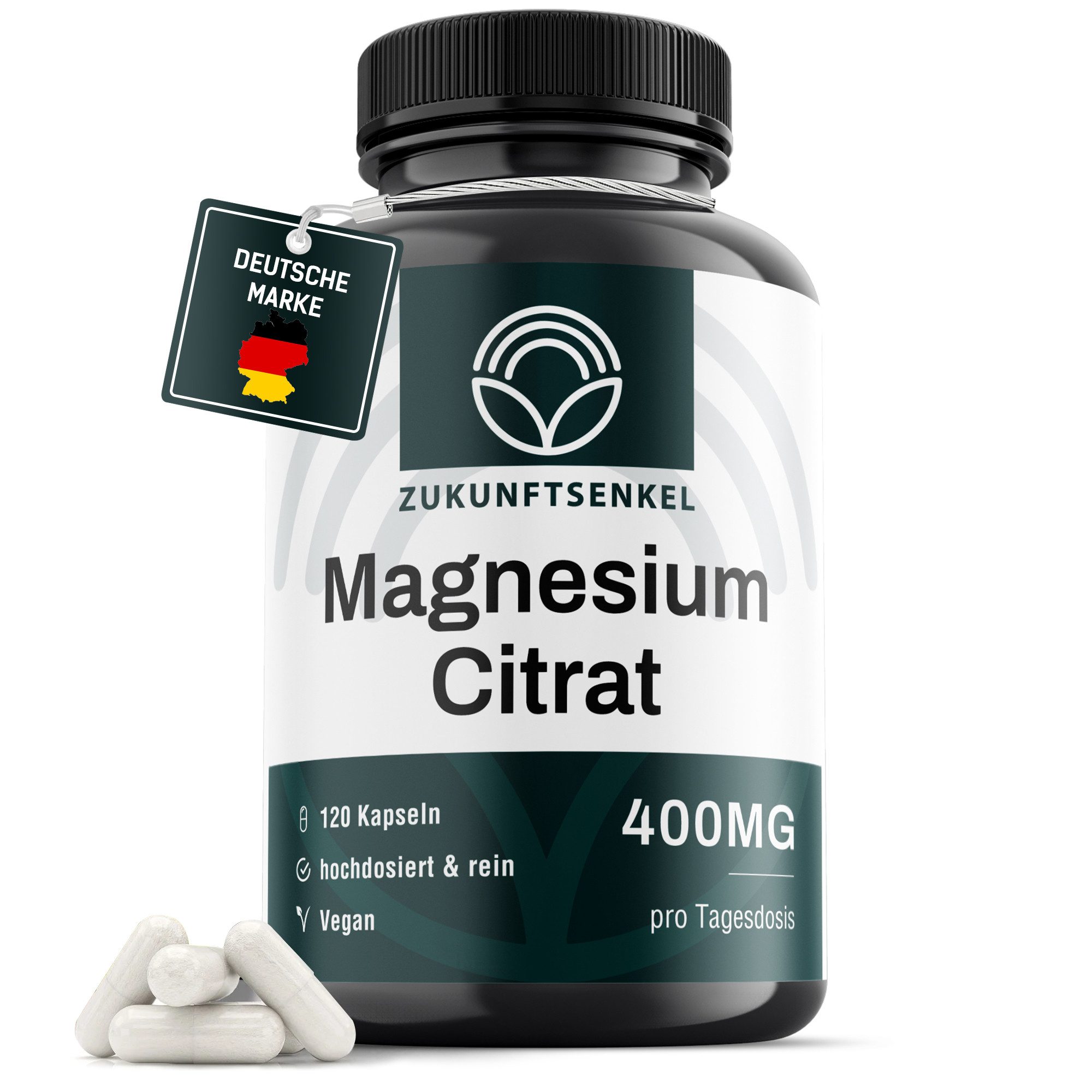 ZUKUNFTSENKEL Magnesiumcitrat Kapseln hochdosiert Kapseln, 120,00 St., 48 g, 120 Kapseln, 400mg pro Kapsel