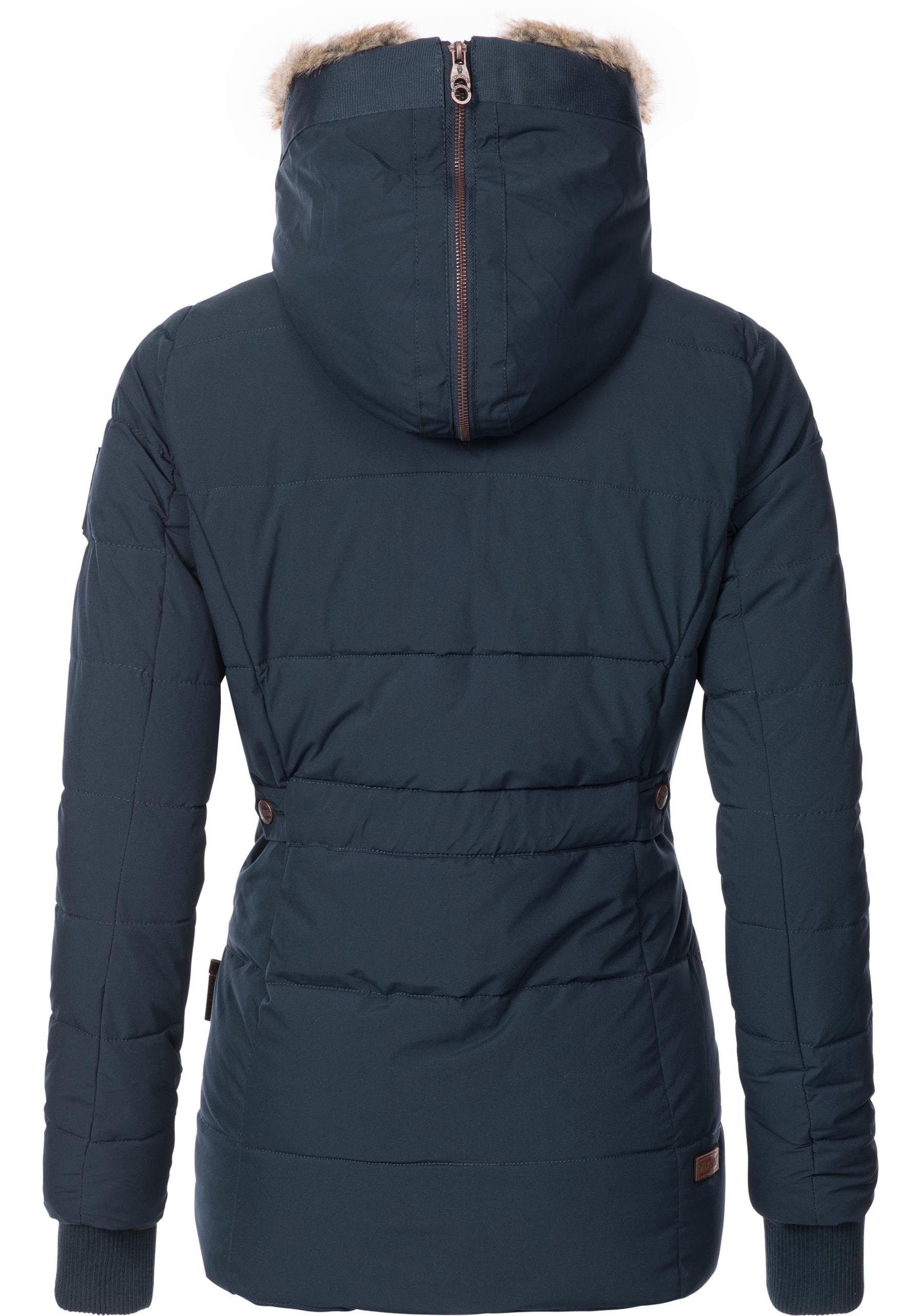 Marikoo Winterjacke Nekoo stylische Damen Steppjacke mit großer Kapuze