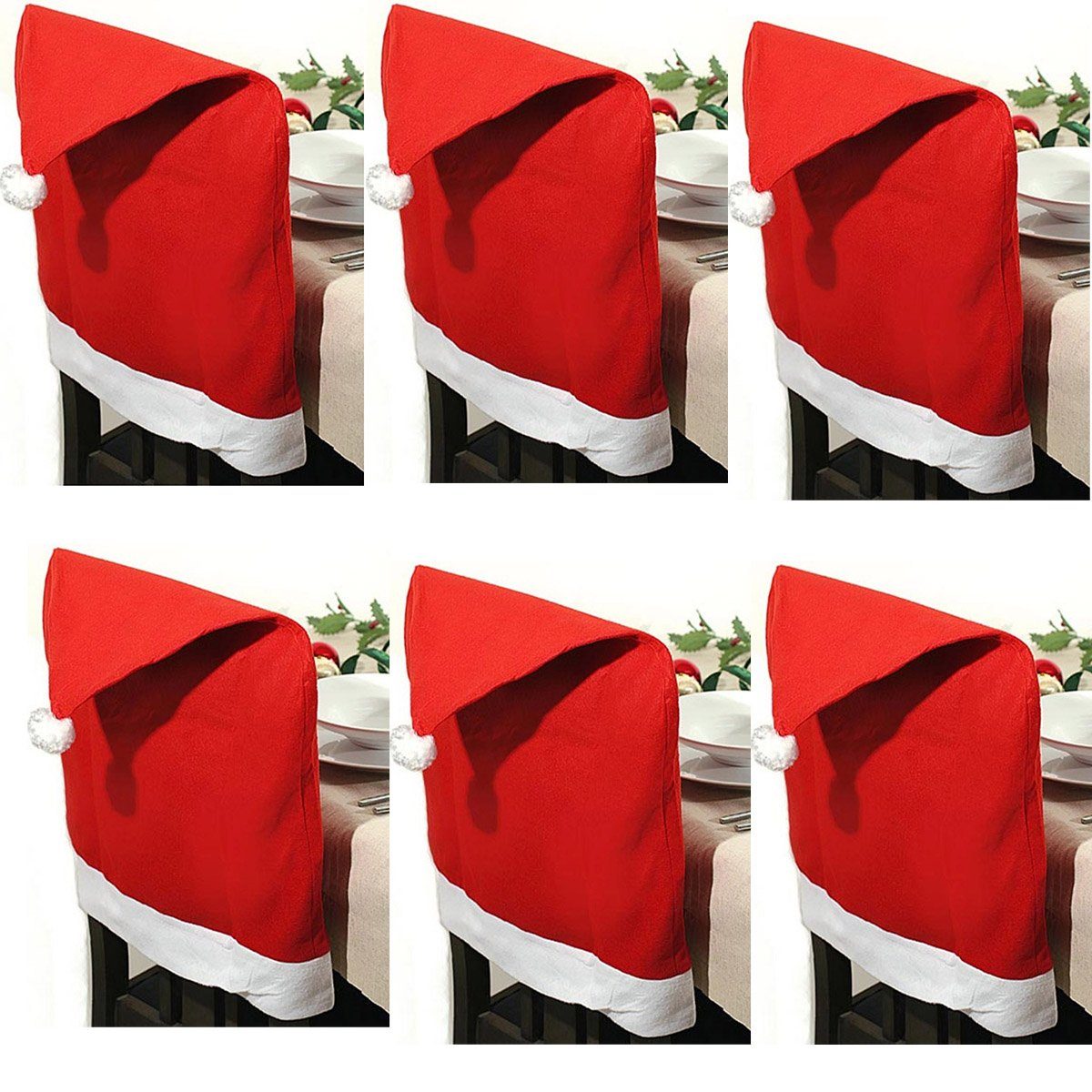 Annastore Stuhlhusse 6-TLG. Set Stuhlhussen Weihnachten aus Filz Stuhlabdeckung Weihnachten, Stuhlbezug für Weihnachten