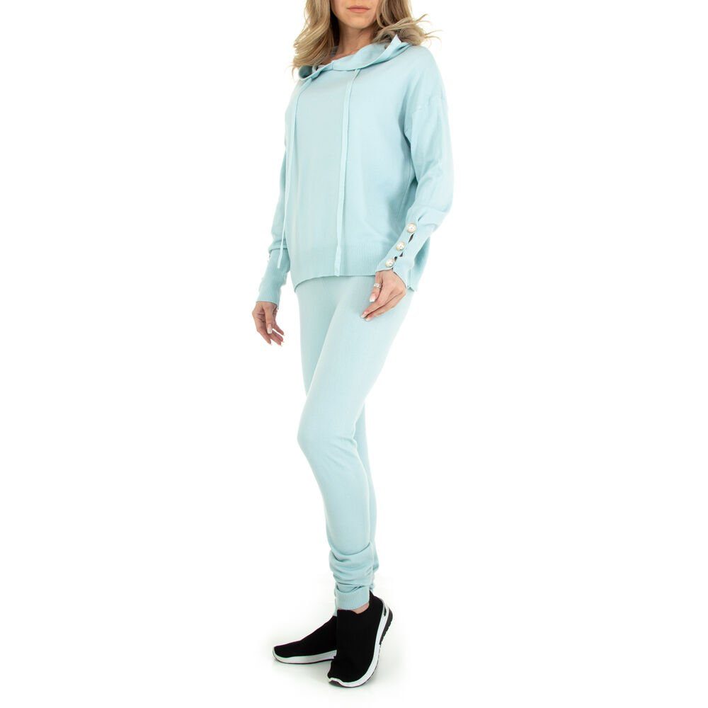 Ital-Design Freizeitanzug Damen Freizeit, Kapuze Stretch Zweiteiler in Blau günstig online kaufen