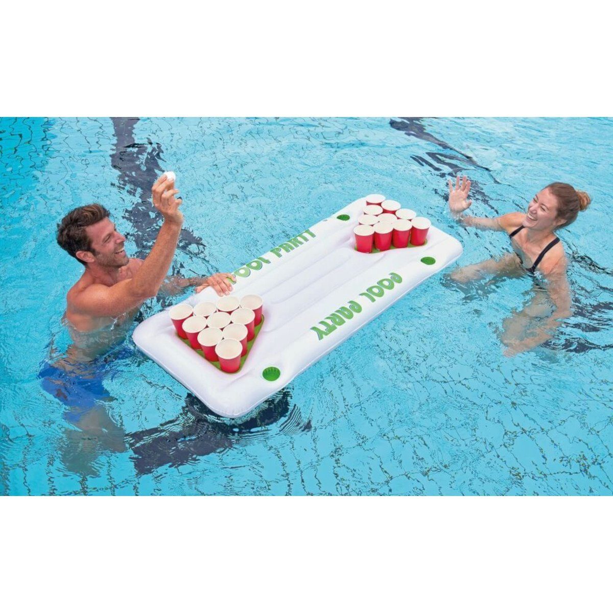 Schwimmtier Happy People 77492 - Beer Pong (aufblasbar, 140x60cm)