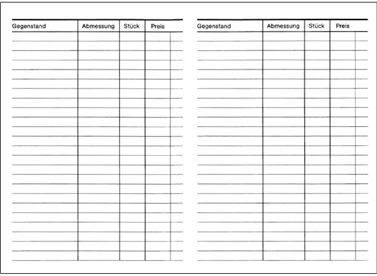 Formularblock Werkzeugbuch A6 neutrale Fassung 8 Blatt.