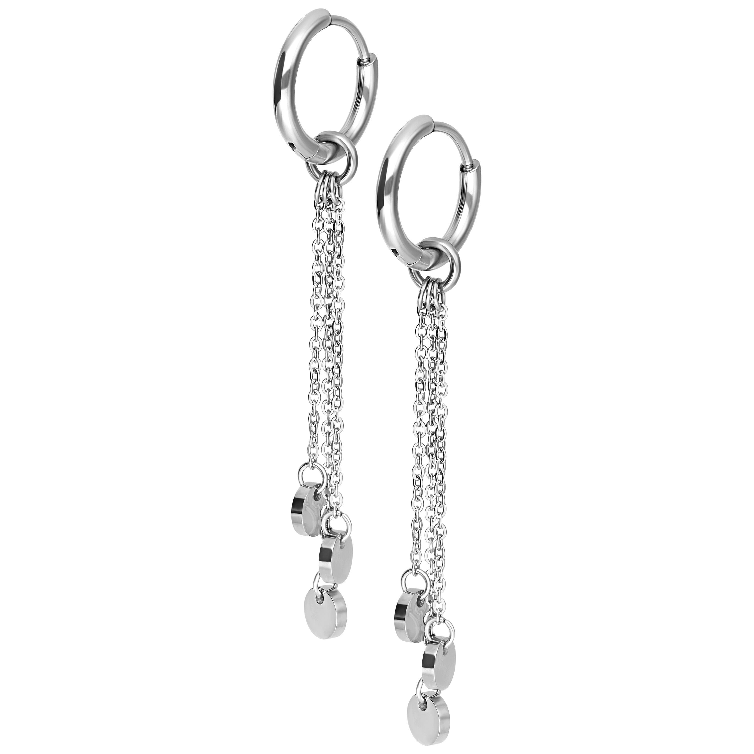 Wildcat Paar Ohrhänger Little Plate Hoops - Silber, Chirurgenstahl 316L - wasserfest, langlebig, hautverträglich