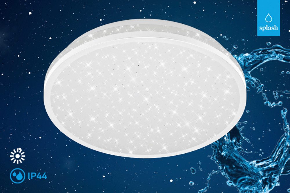 Briloner Leuchten LED Deckenleuchte ACORBUS WHITE, LED fest integriert, 28x7 cm, Badezimmer, Feuchtraum, Küche