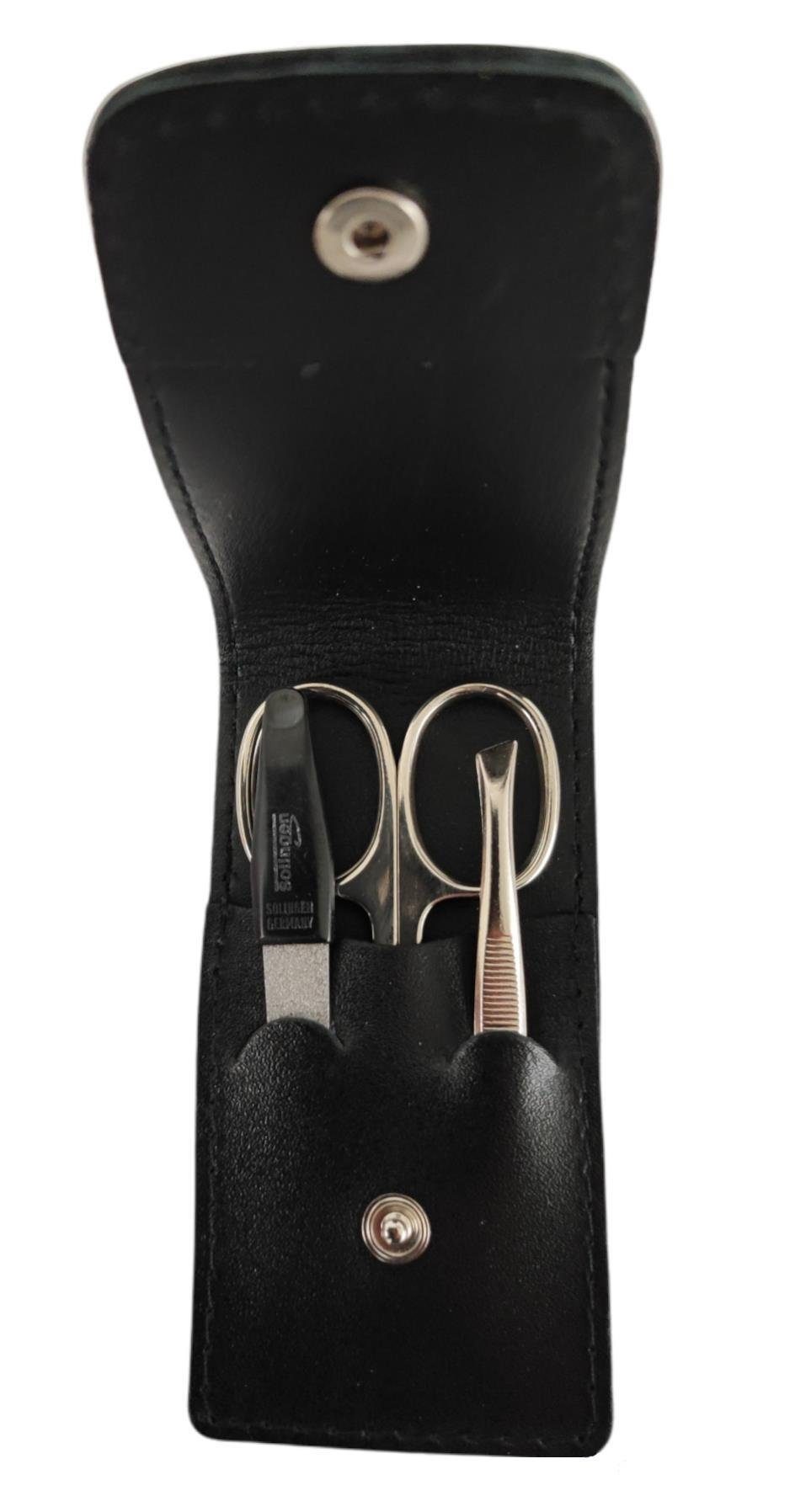 EloModa Maniküre-Kosmetik-Etui Solingen* Maniküre Set im Lederetui – Made in Germany – Nagelschere, 3 tlg., Made in Germany