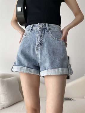 KIKI Jeansshorts Damen Jeansshorts mit hoher Taille Sommer lockere Shorts Hotpants