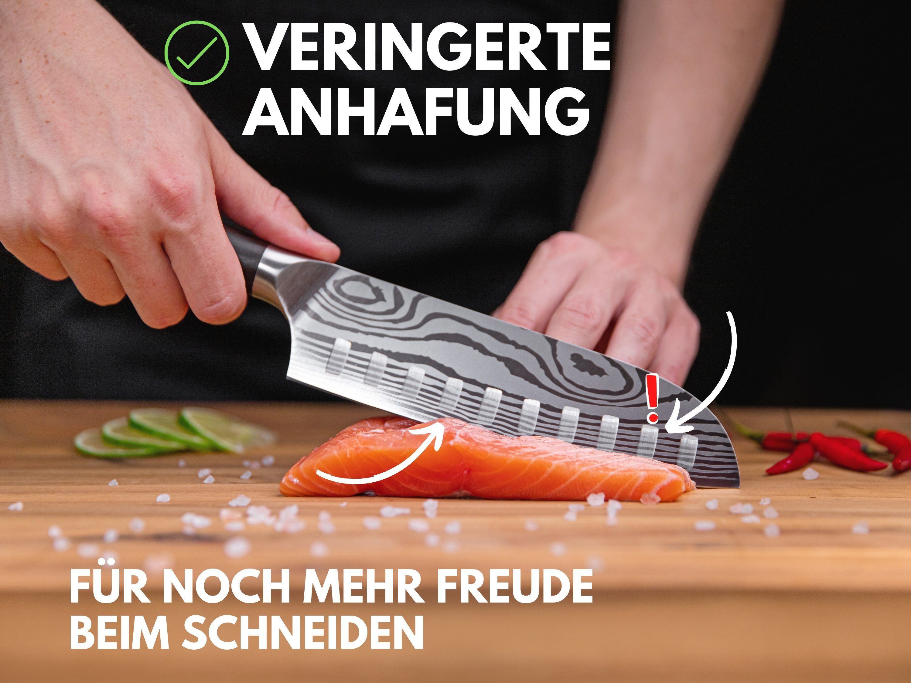 Sushi - Küchenmesser, Homebrand & Hannah's Messer & DAMAST-OPTIK Santokumesser rostfreies Kochmesser Santokumesser Santokumesser