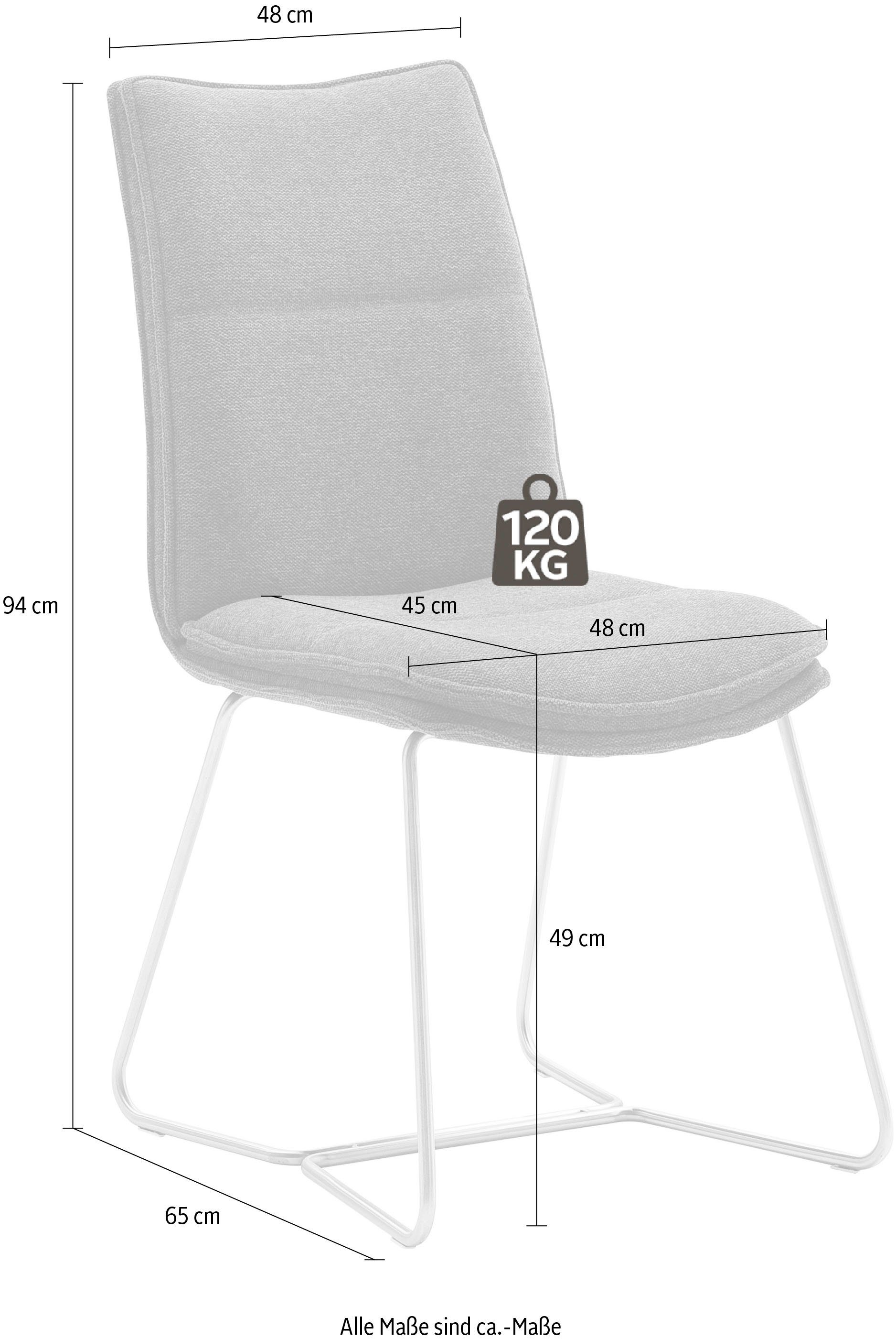 MCA furniture Stuhl Stuhl Cappuccino Edelstahl | | 120 Kg Cappuccino bis belastbar (Set, 2 St), gebürstet Hampton