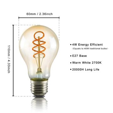 Nettlife LED-Leuchtmittel E27-A60 Leuchtmittel 2700K 4W Glühlampe, E27, 3 St., Warmweiß
