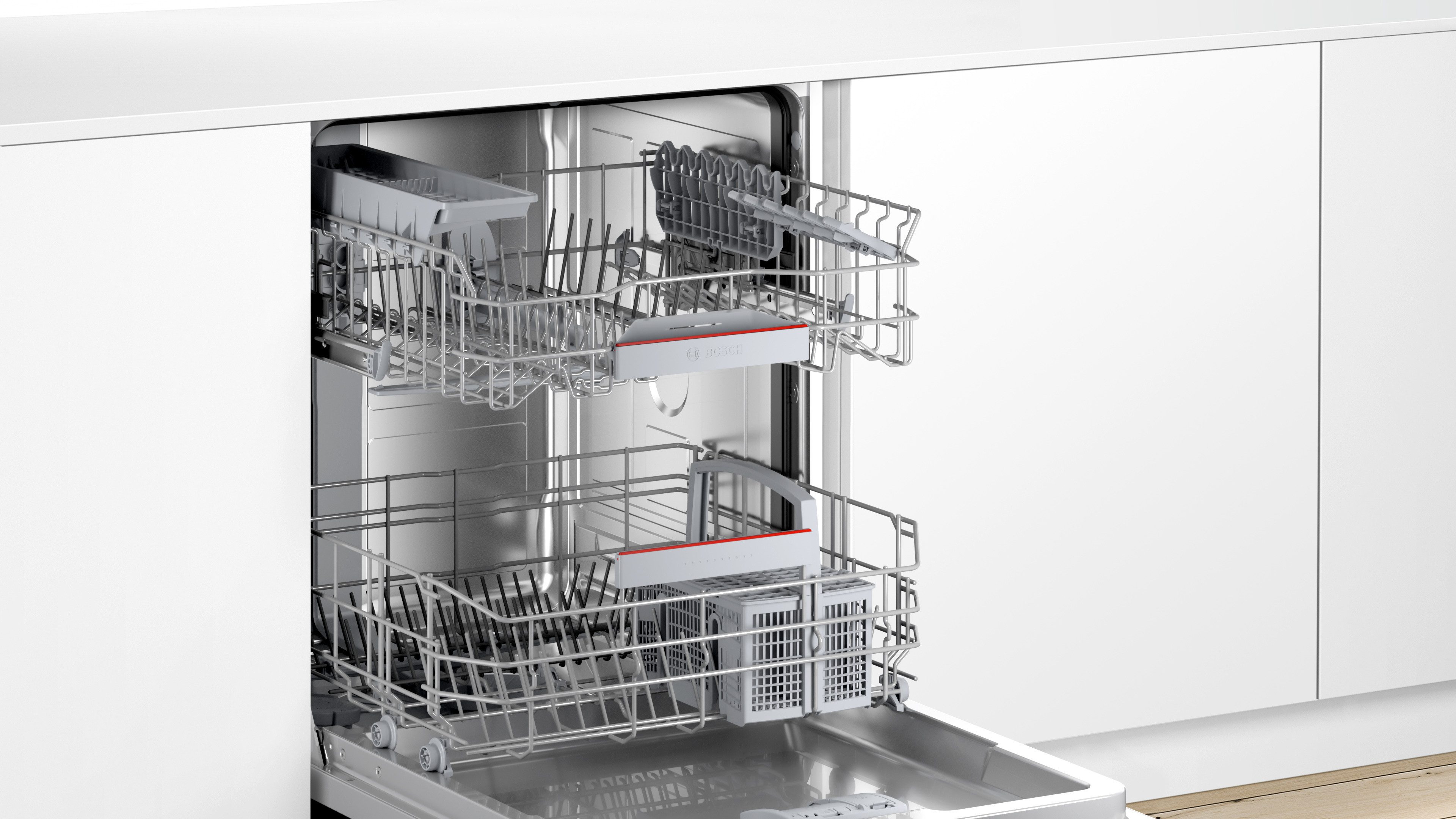 BOSCH Unterbaugeschirrspüler Serie 4 SMU4EAS28E, 13 Maßgedecke, Automatische Türöffnung für Effizienz, flexible Körbe & Schubladen