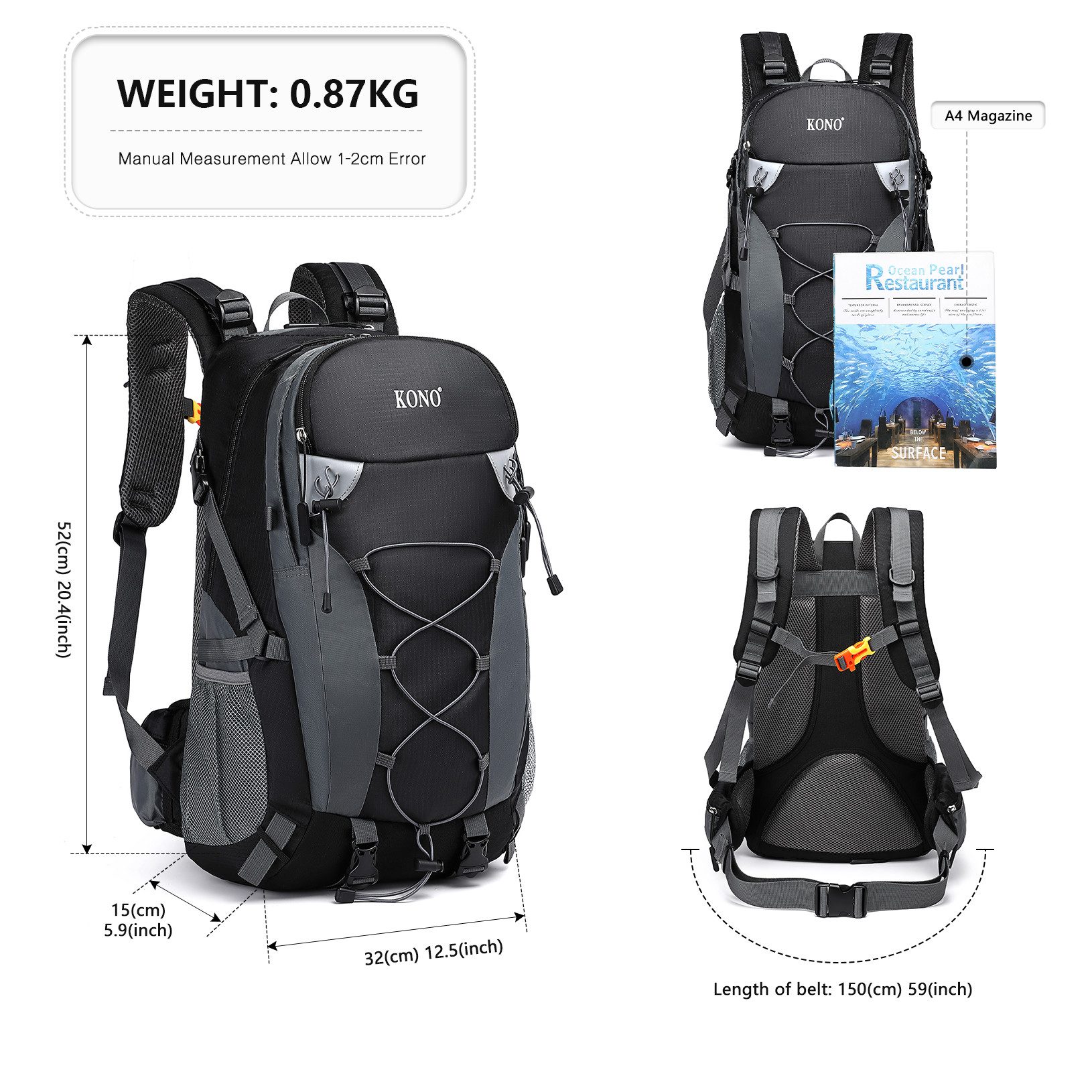 KONO Wanderrucksack 40L Leichter und Wasserdichter günstig online kaufen