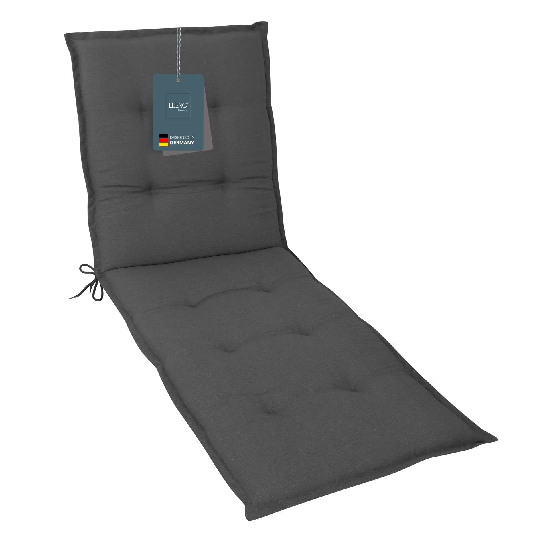LILENO HOME Liegenauflage perfekt für Strandliege, Sonnenliege Auflage, Gartenliege Auflage, (1er Set), Polster Auflage für Rollliegen Uni Anthrazit, Sitzpolster waschbar