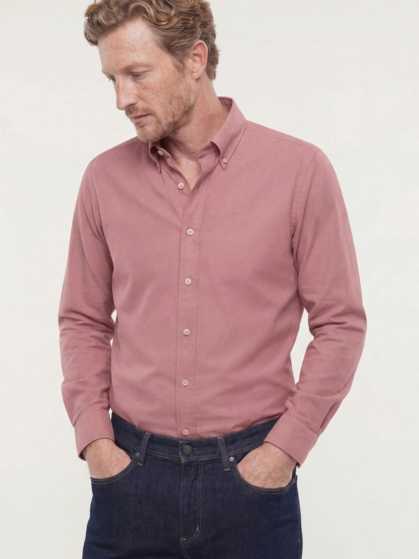 Walbusch Langarmhemd Herren Hemd aus Royal-Oxford Regular fit Kentkragen Langarm, modern, pflegeleicht, atmungsaktiv