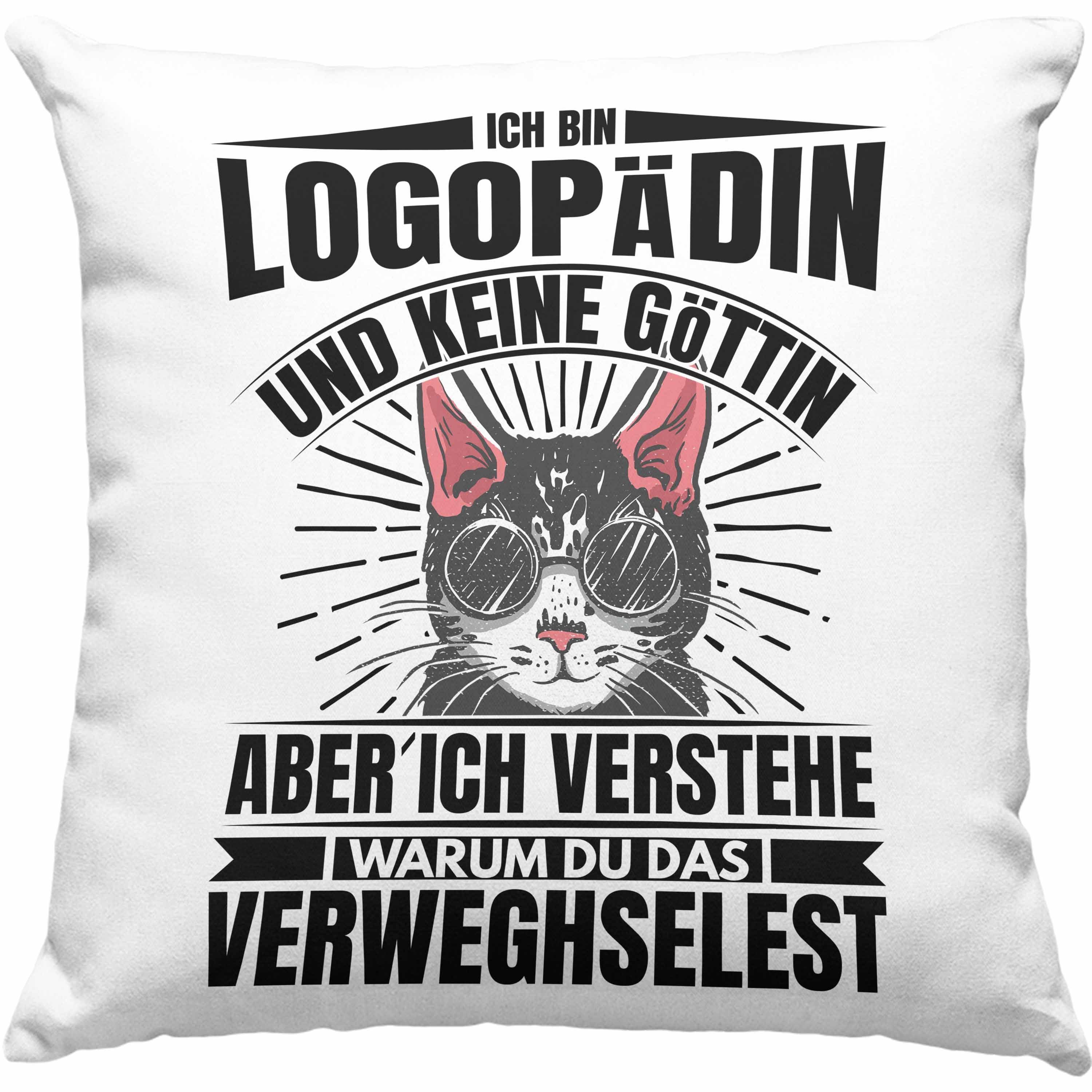 Trendation Dekokissen Trendation - Logopädin Lustiger Spruch Kissen Geschenk Logopädie Dekokissen mit Füllung 40x40 Blau