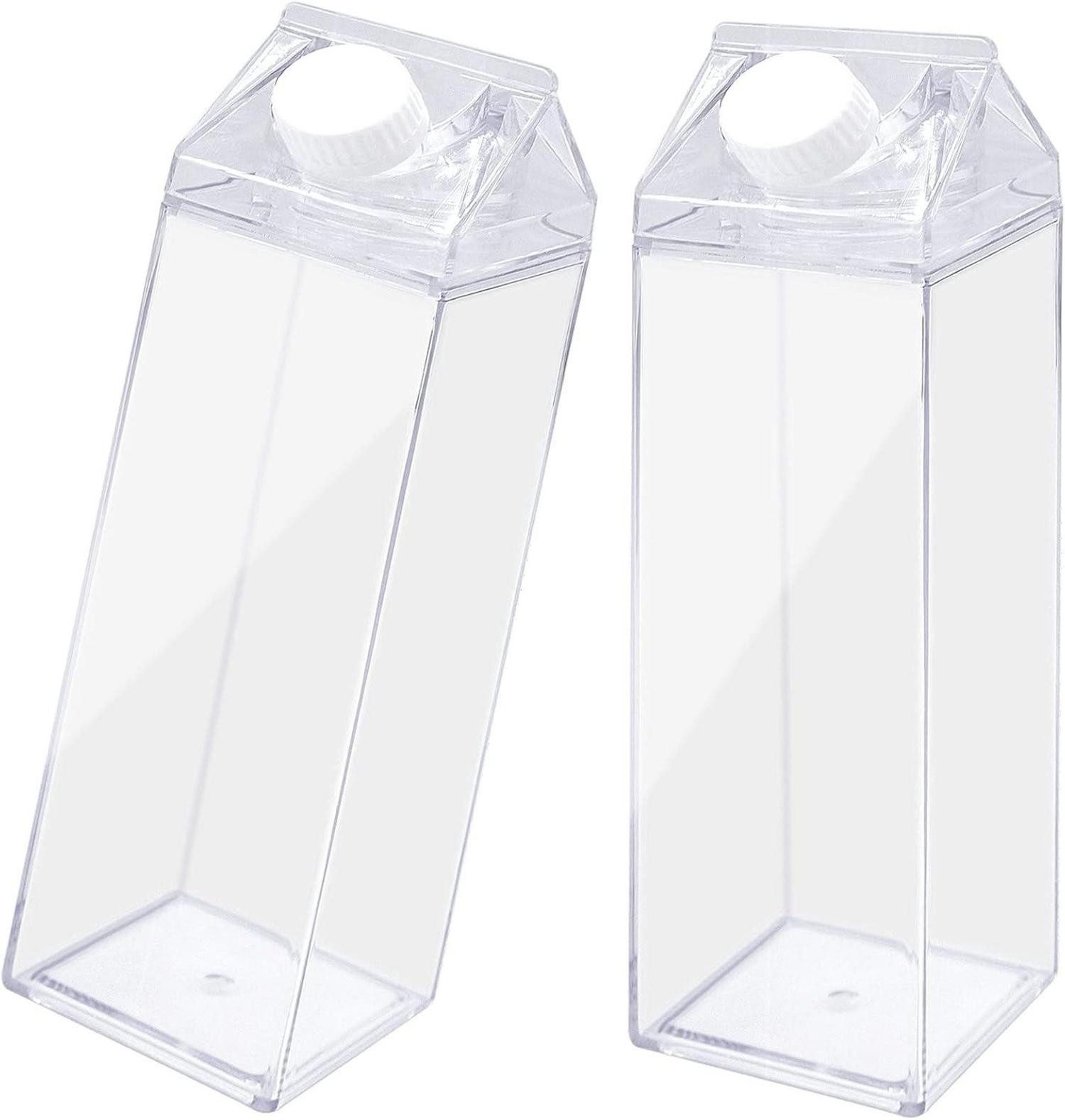LuxusKollektion Becher Transparente Milchbox 2 Stück Wiederverwendbar Quadratisch Saft 500ml
