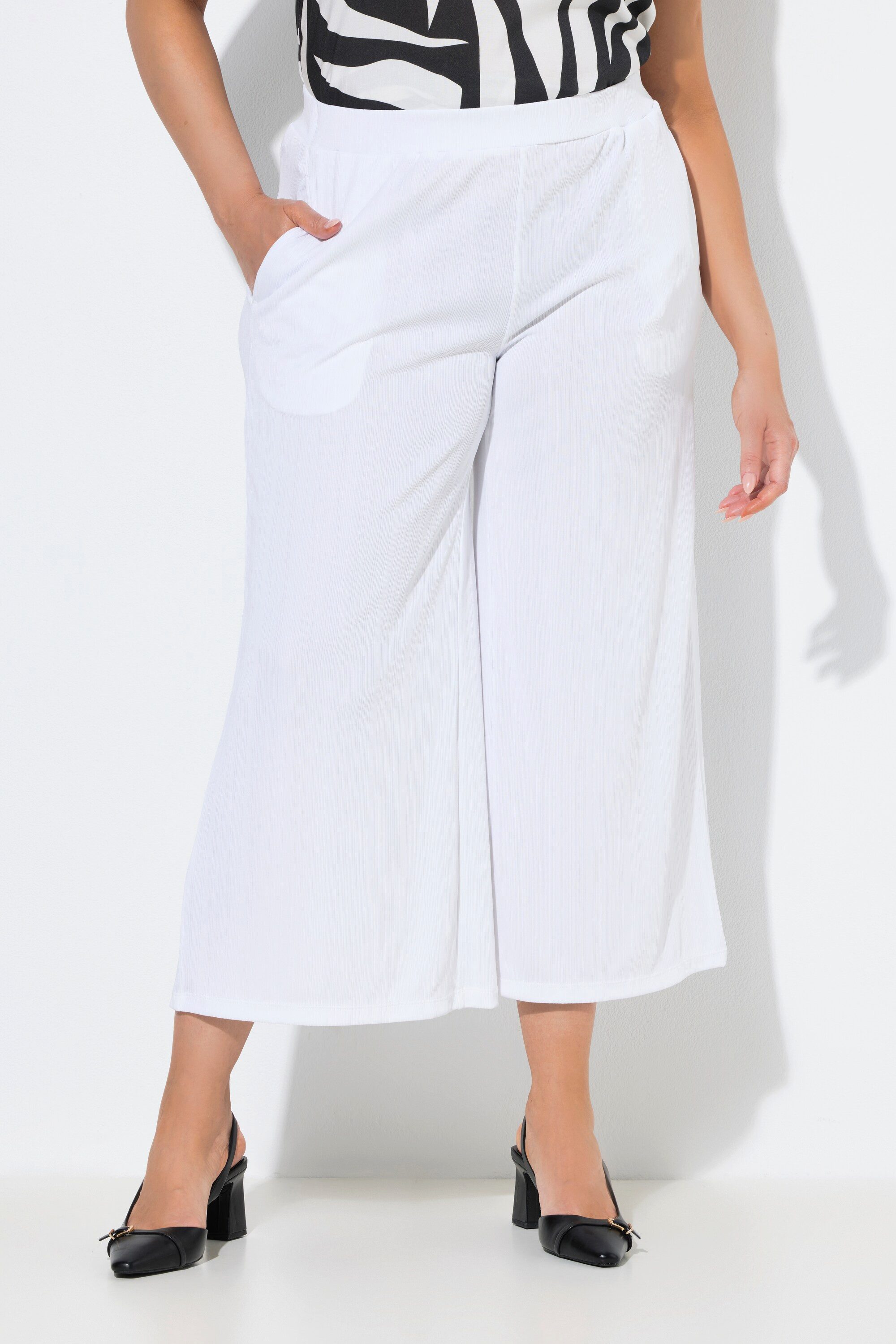 Ulla Popken Funktionshose Culotte Struktur wadenlang gerades Bein