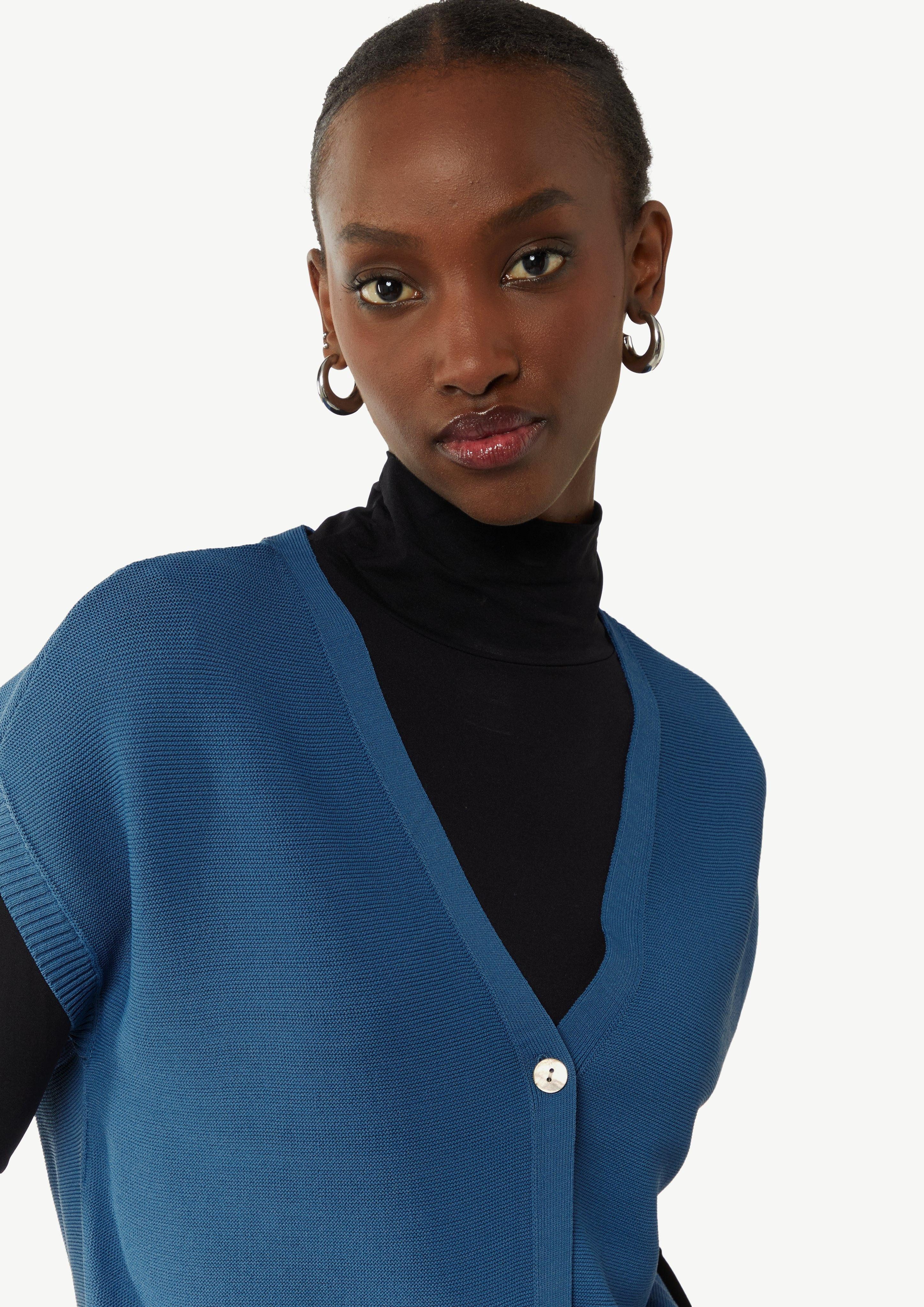 Comma Strickjacke Kurze Strickjacke mit V-Ausschnitt günstig online kaufen