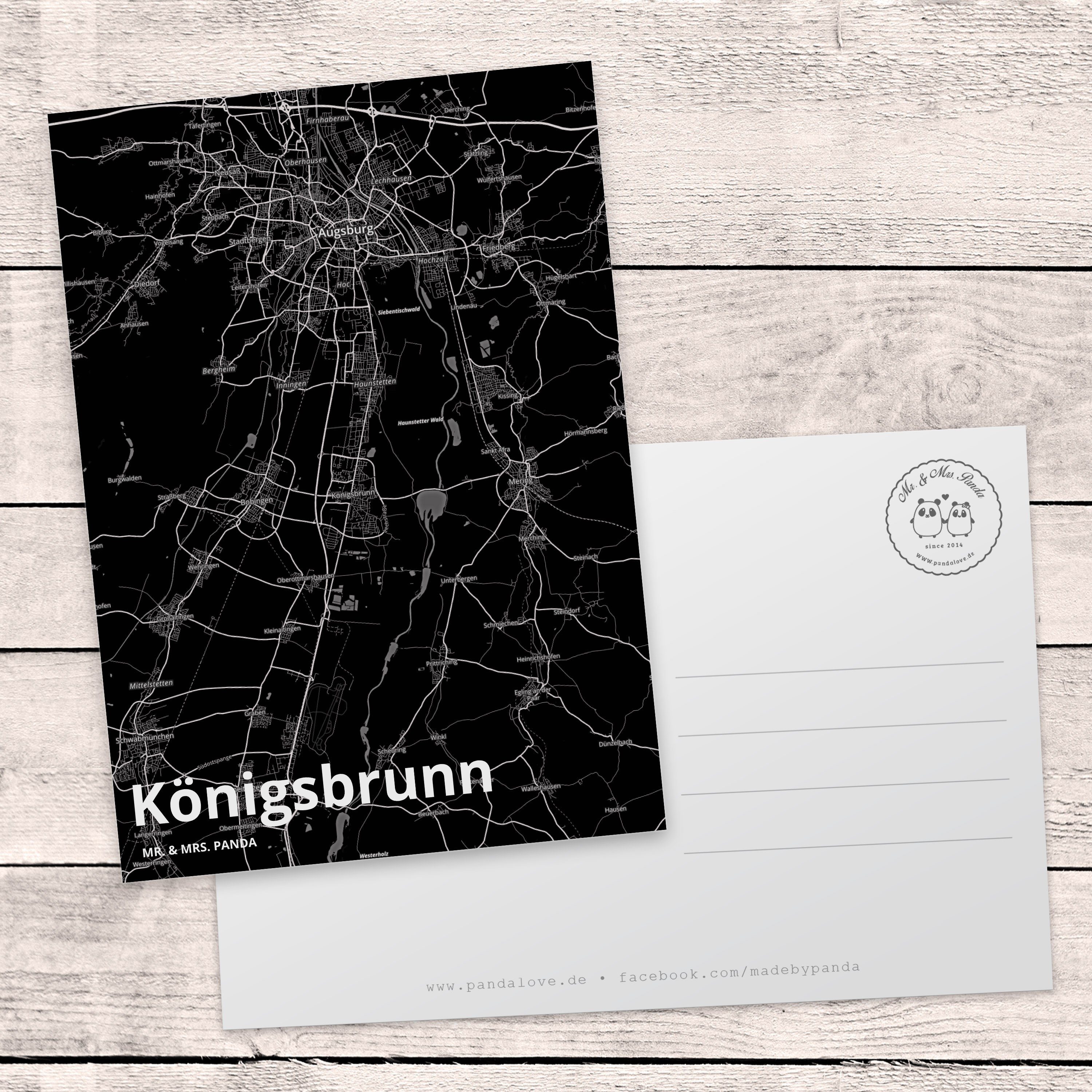 Landkarte Karte Panda Dorf Stadt & Geschenk, Geschenkkarte, Königsbrunn Mrs. Mr. Map Postkarte -