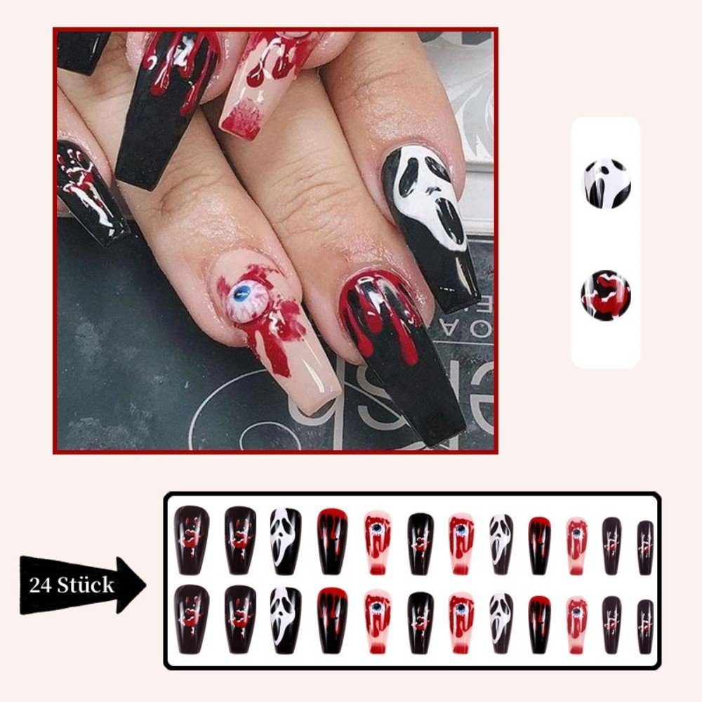Art Blutstropfen Nail Stücke 24pcs Nägel vidaXL Kunstfingernägel Künstliche Halloween Nägel Fertige