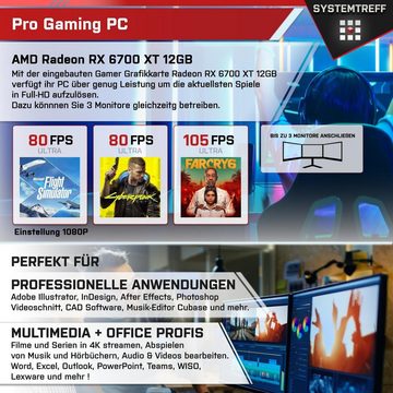 SYSTEMTREFF Gaming-PC (AMD Ryzen 5 7600, Radeon RX 6700 XT, 32 GB RAM, 1000 GB SSD, Luftkühlung, Windows 11, WLAN)