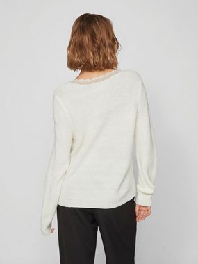 Vila V-Ausschnitt-Pullover VILOU REV V-NECK L/S LACE KNIT TOP -NOOS