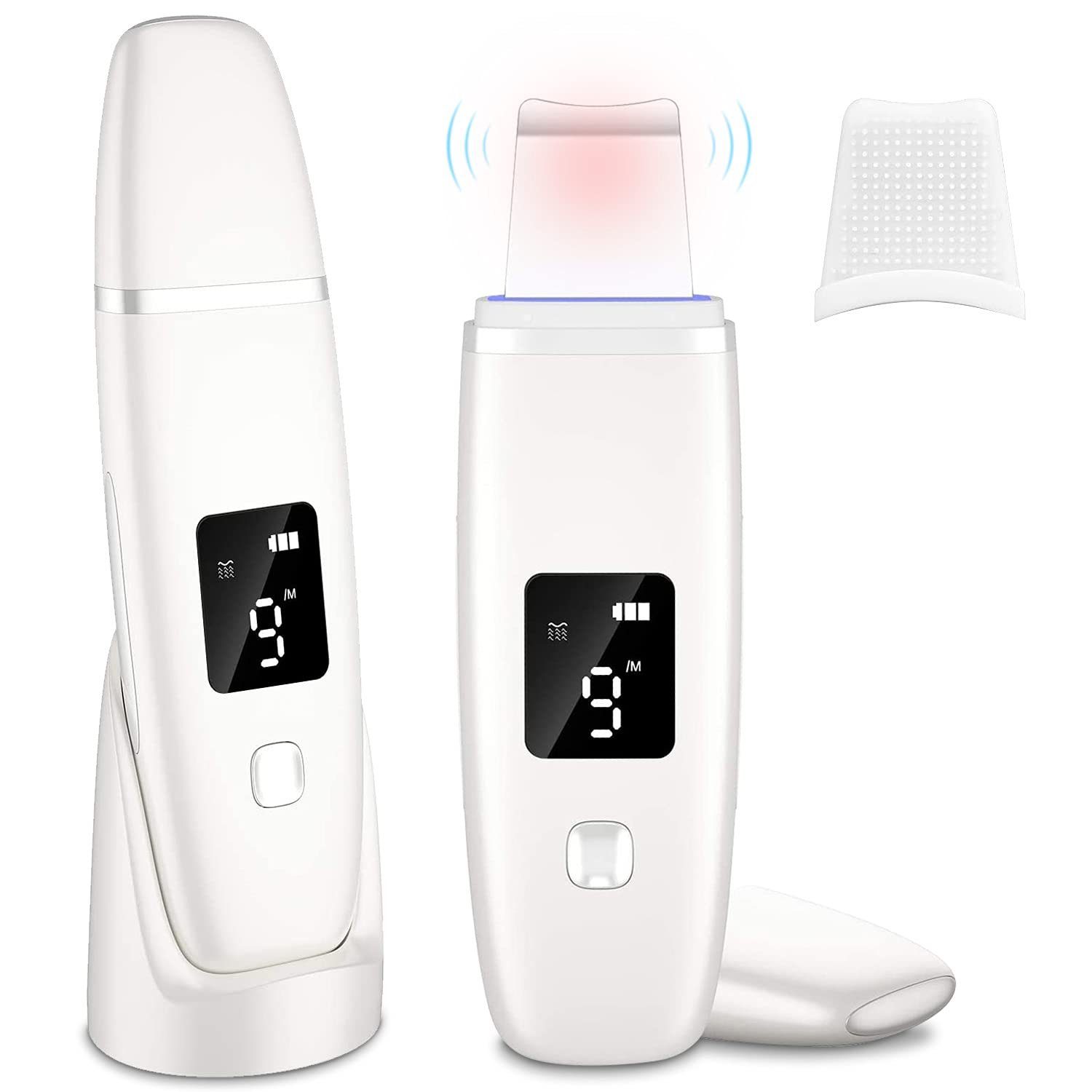 Haiaveng Dermaroller Ultraschall -Exfoliator Ultraschallhaut -Scrubber Blackhead Remover, für Gesichtsbehörde Hautreinigungsgerät mit LCD -Display